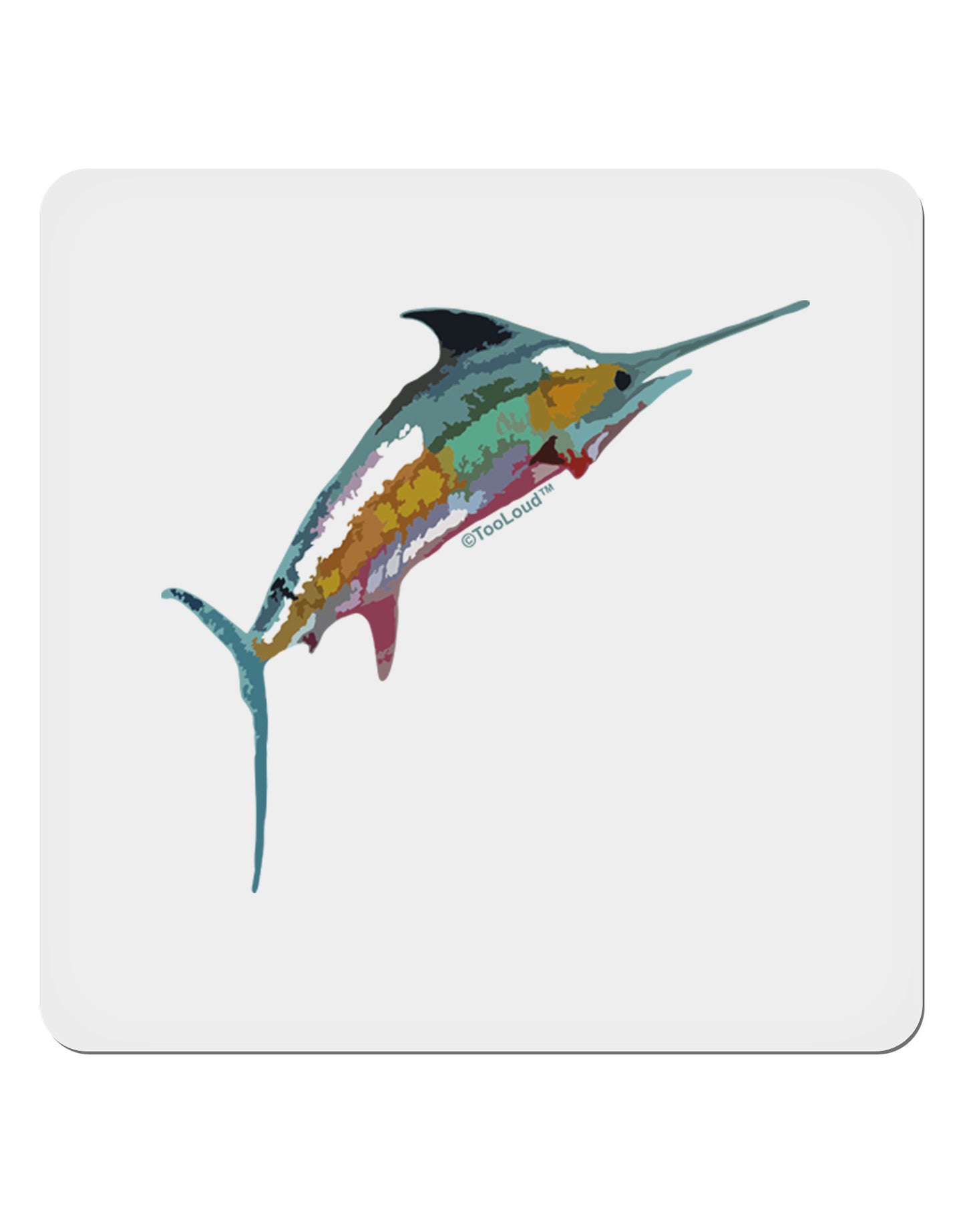 Colorful Vector Swordfish 4x4" Square Sticker-Stickers-TooLoud-1-Davson Sales