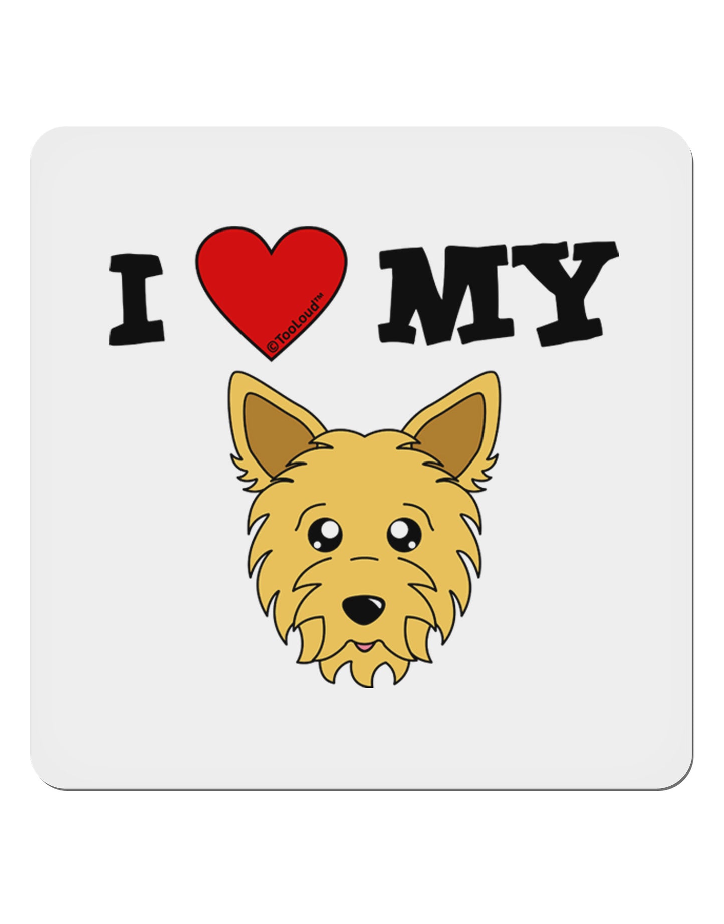 I Heart My - Cute Yorkshire Terrier Yorkie Dog 4x4" Square Sticker 4 Pieces-Stickers-TooLoud-White-Davson Sales