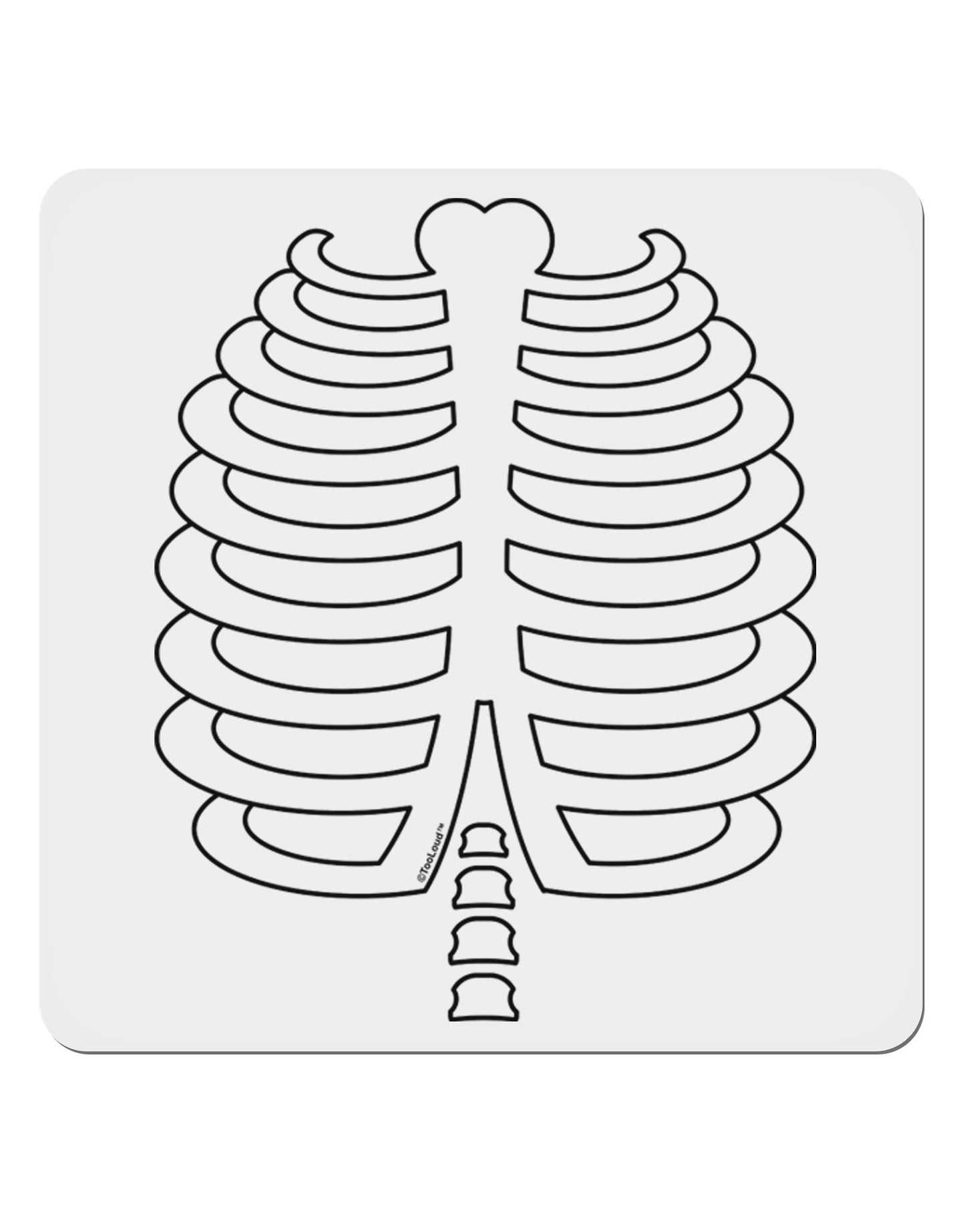 Skeleton Ribcage Halloween 4x4" Square Sticker 4 Pieces-Stickers-TooLoud-White-Davson Sales