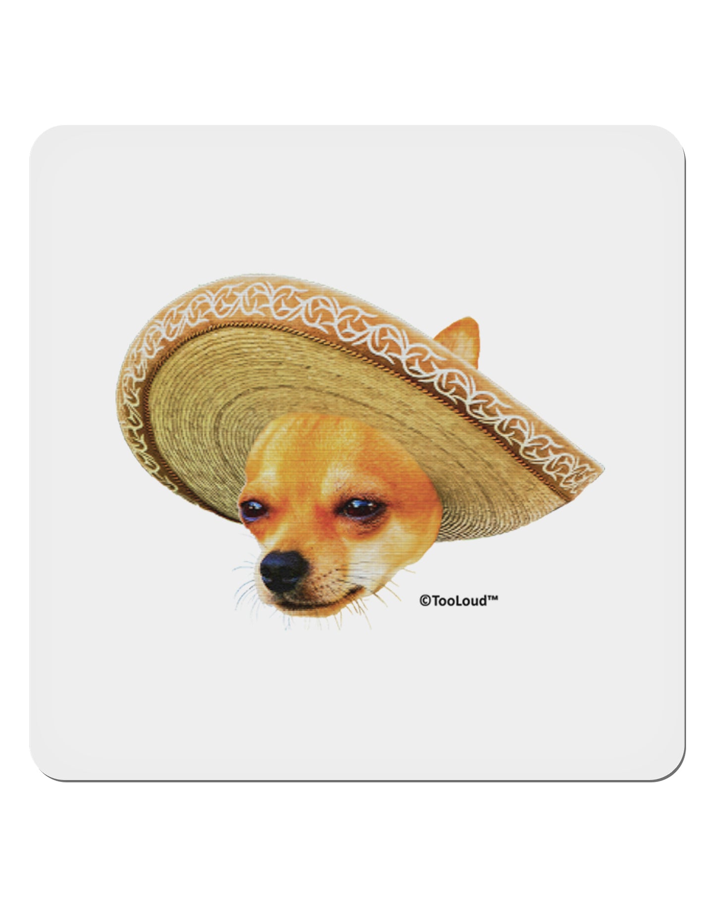 Chihuahua Dog with Sombrero - Patchwork Design 4x4" Square Sticker 4 Pieces-Stickers-TooLoud-White-Davson Sales