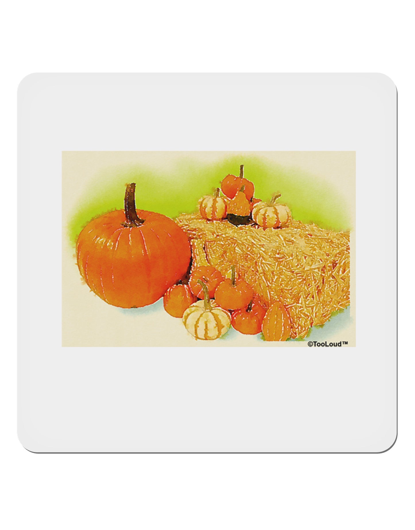 Fall Pumpkin Scene 4x4" Square Sticker 4 Pieces-Stickers-TooLoud-White-Davson Sales
