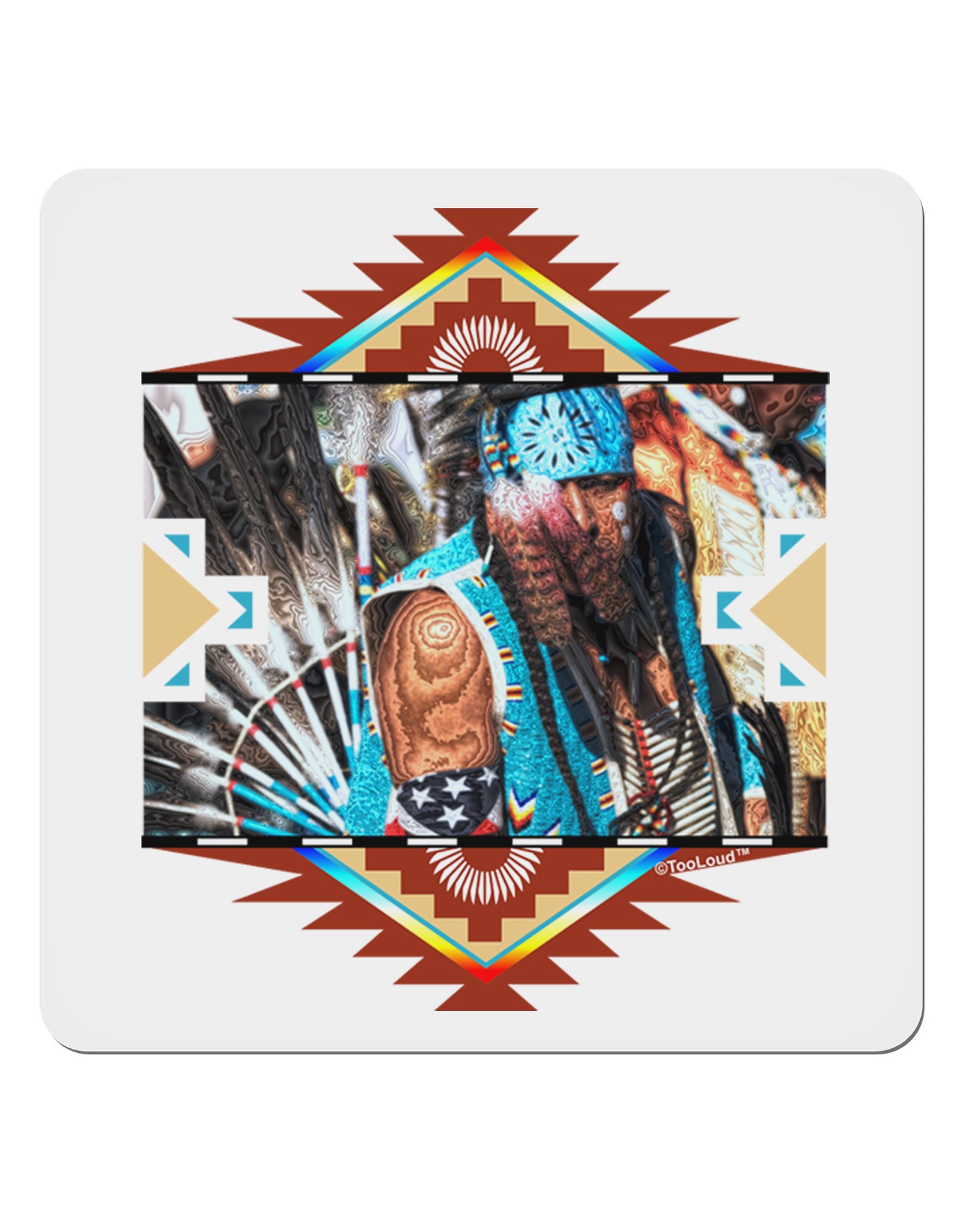 Native American Dancer 2 4x4" Square Sticker-Stickers-TooLoud-1-Davson Sales