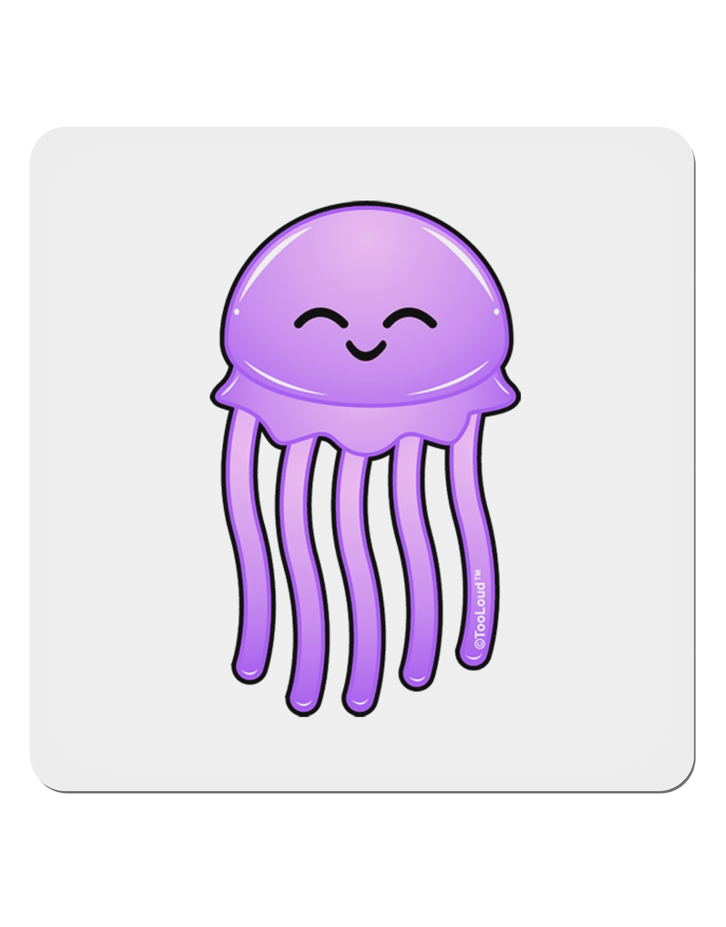 Cute Jellyfish 4x4" Square Sticker 4 Pieces-Stickers-TooLoud-White-Davson Sales