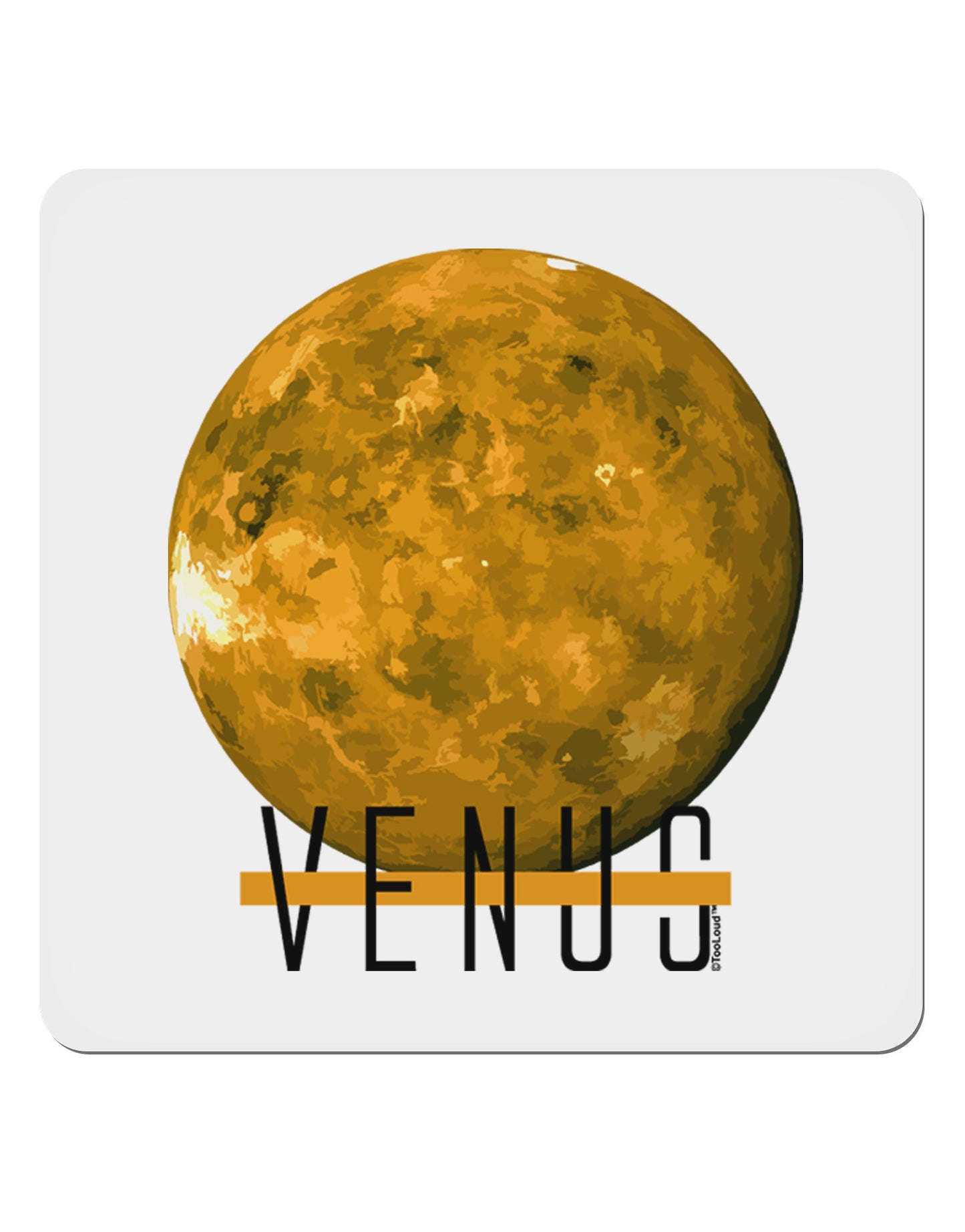 Planet Venus Text 4x4" Square Sticker-Stickers-TooLoud-1-Davson Sales