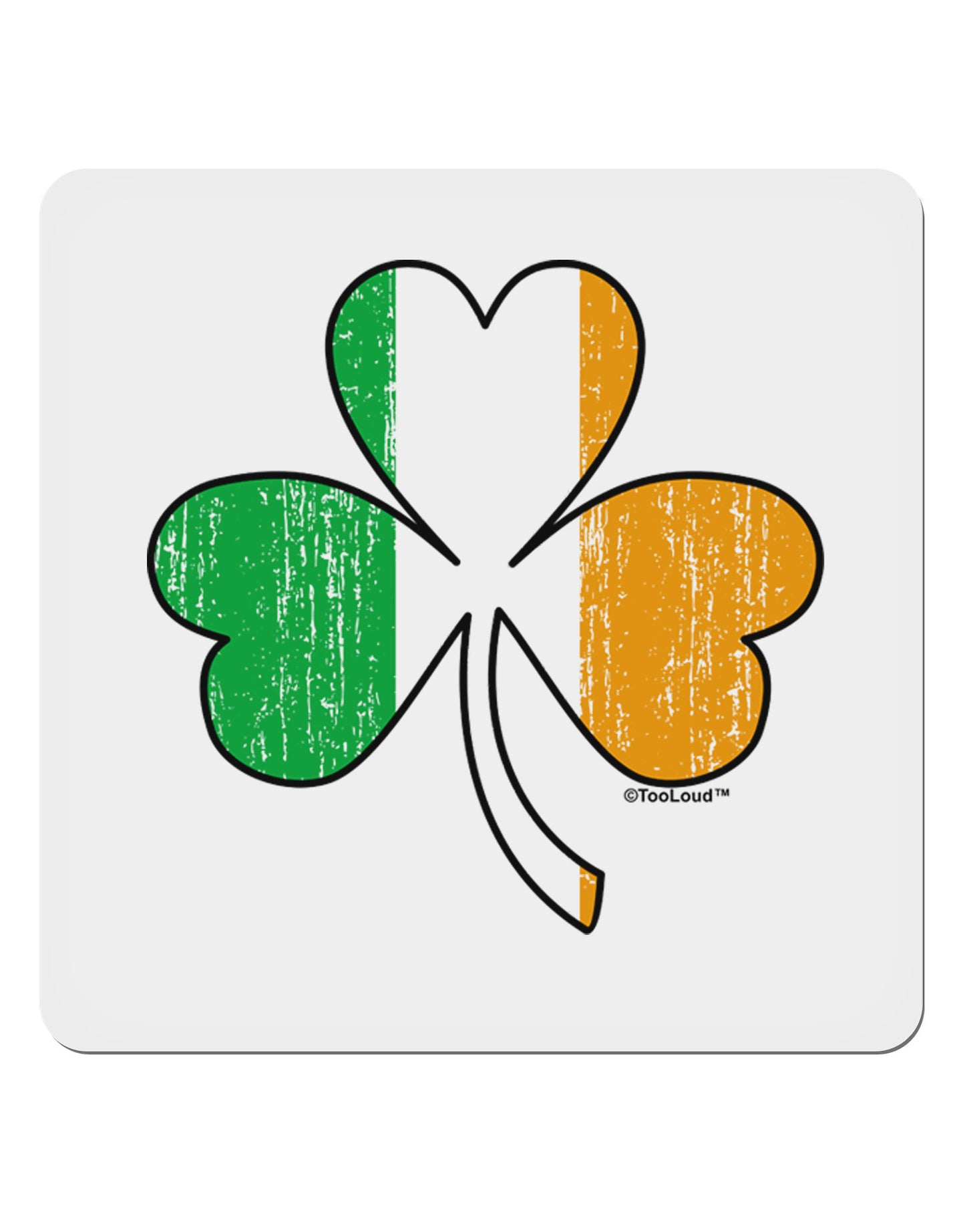 Irish Flag - Shamrock Distressed 4x4" Square Sticker 4 Pieces-Stickers-TooLoud-White-Davson Sales