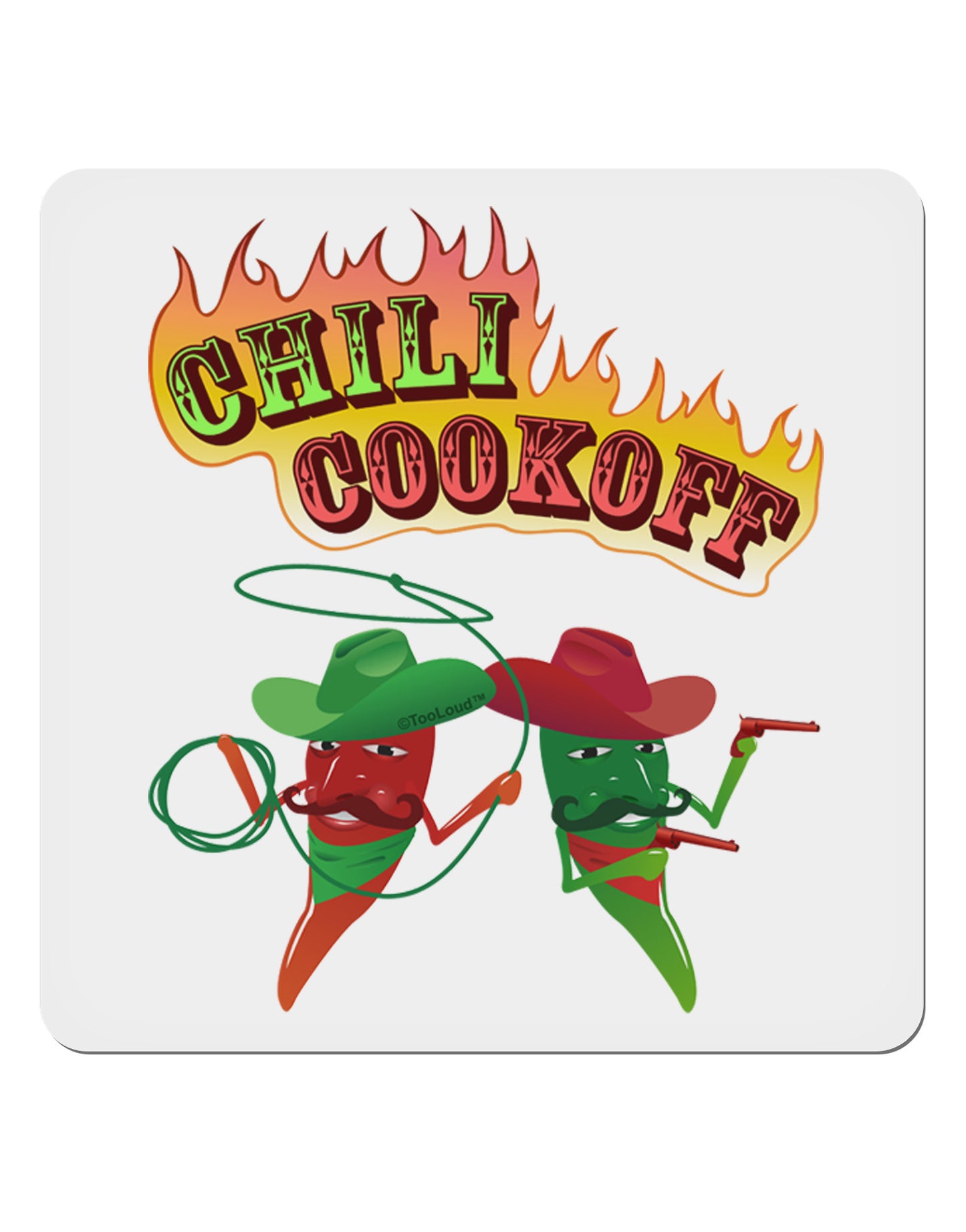 Cowboy Chili Cookoff 4x4" Square Sticker-Stickers-TooLoud-1-Davson Sales