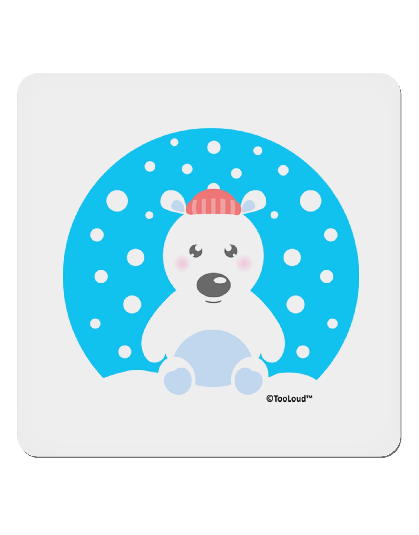 Cute Polar Bear - Christmas 4x4" Square Sticker 4 Pieces-Stickers-TooLoud-White-Davson Sales