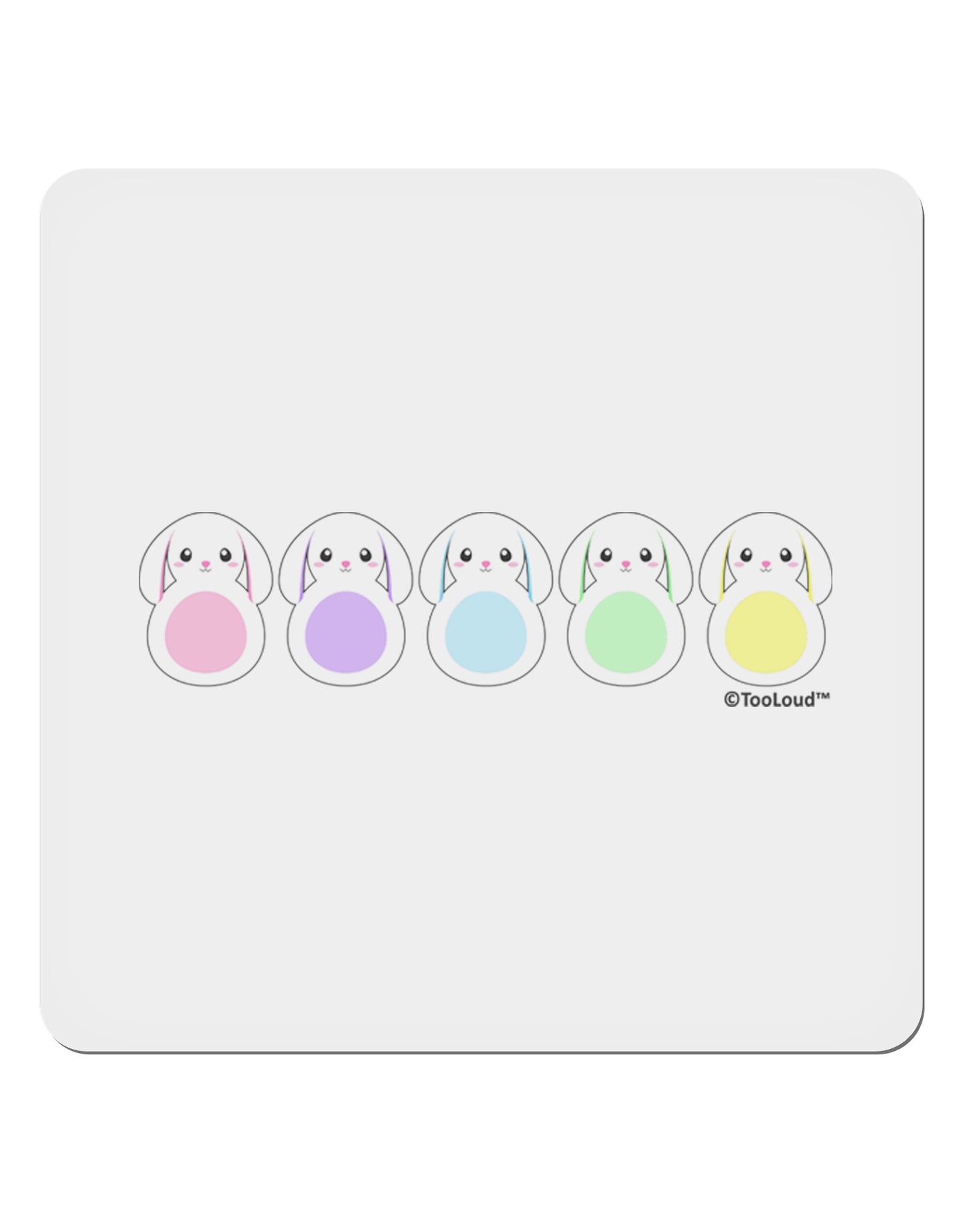 Cute Pastel Bunnies 4x4" Square Sticker 4 Pieces-Stickers-TooLoud-White-Davson Sales