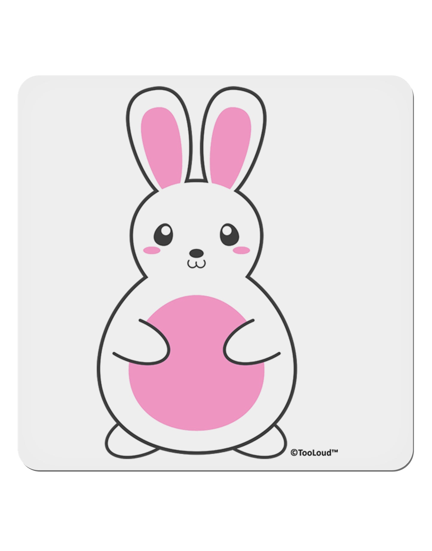 Cute Easter Bunny - Pink 4x4" Square Sticker 4 Pieces-Stickers-TooLoud-White-Davson Sales