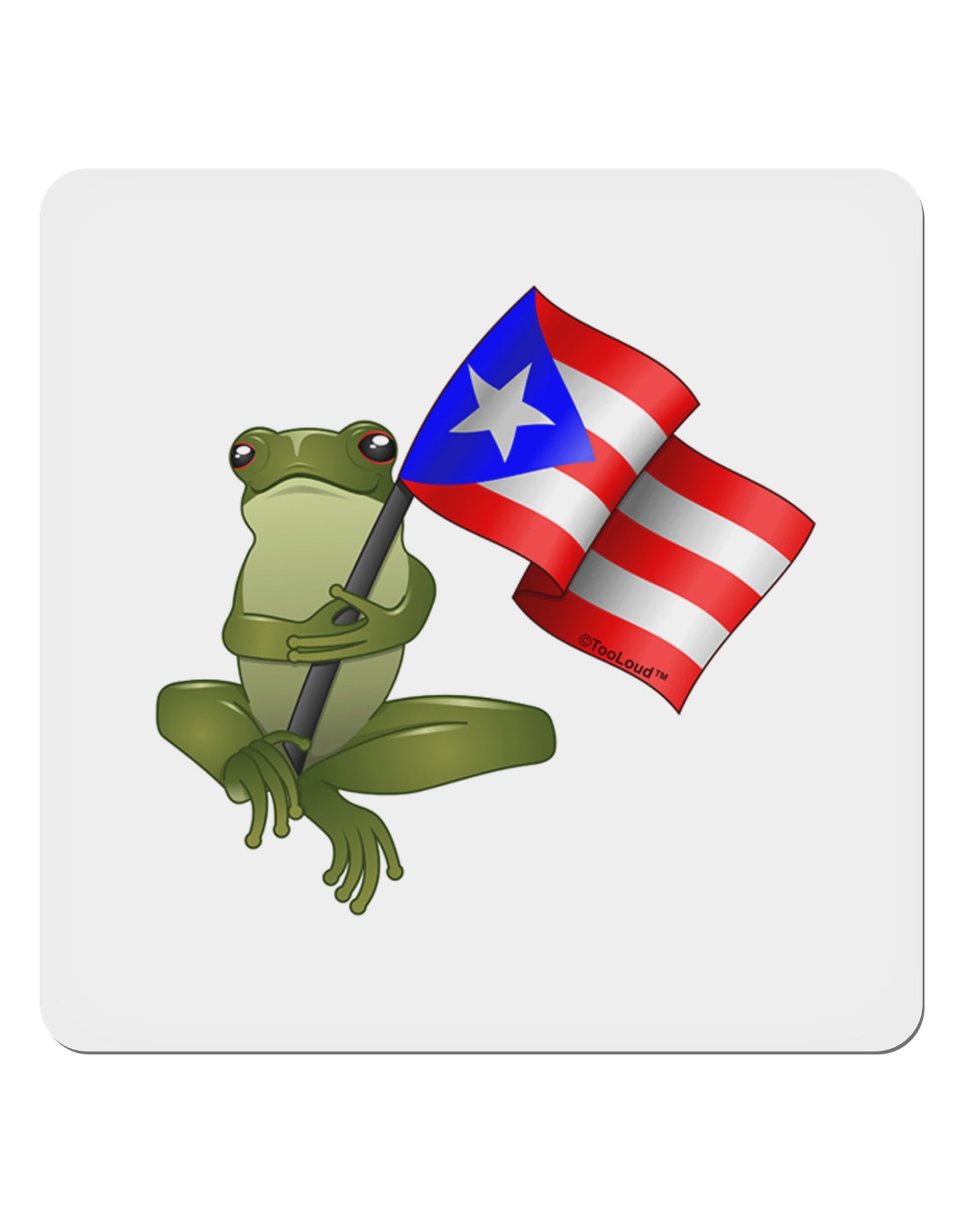 Coqui Holding Flag 4x4" Square Sticker-Stickers-TooLoud-1-Davson Sales