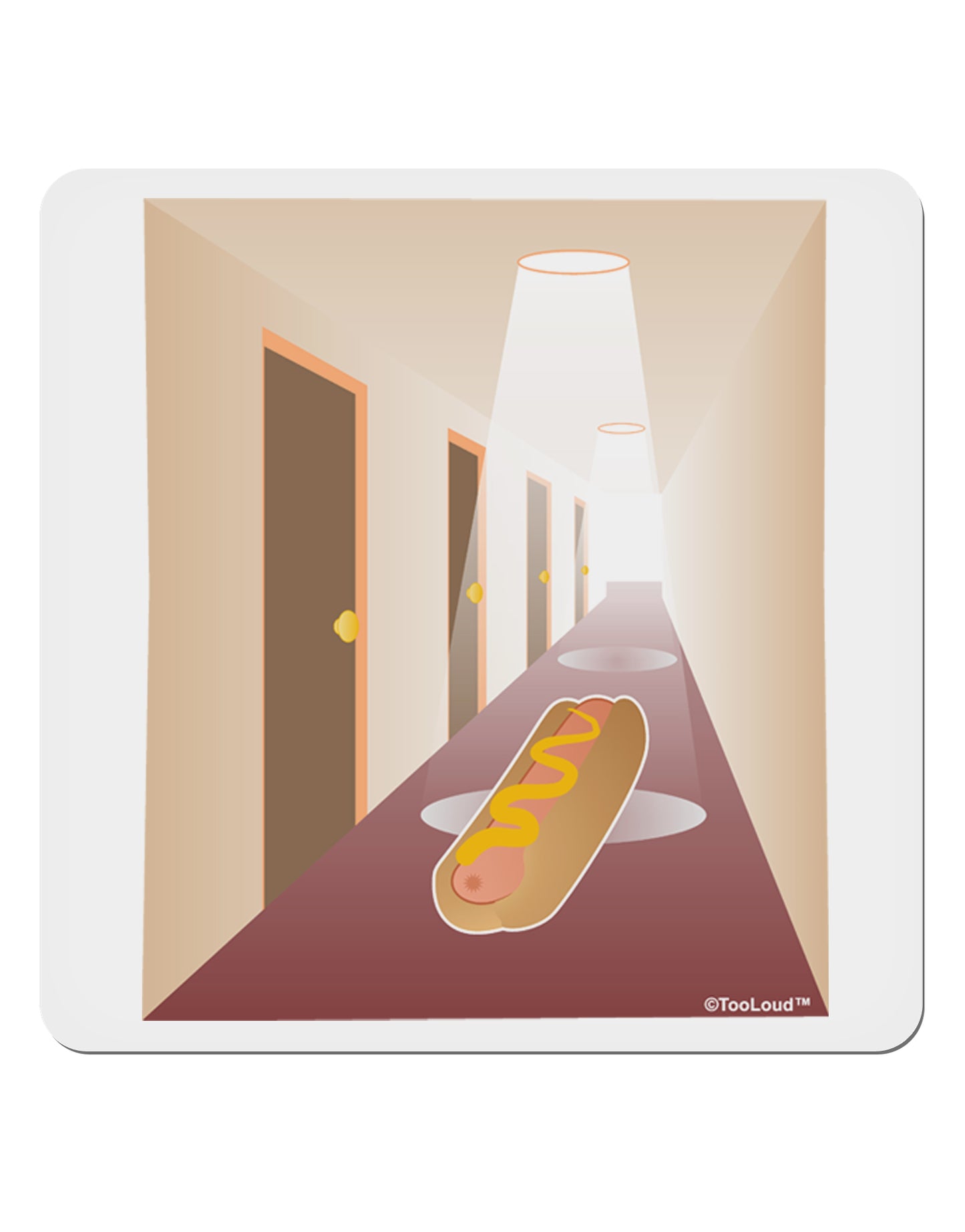 Hotdog in a Hallway 4x4" Square Sticker-Stickers-TooLoud-1-Davson Sales