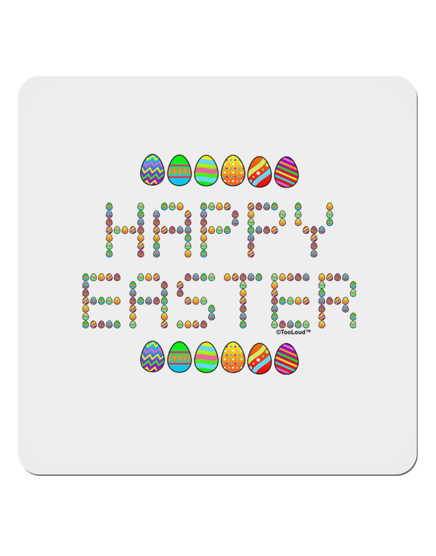 Happy Easter Eggs 4x4" Square Sticker-Stickers-TooLoud-1-Davson Sales