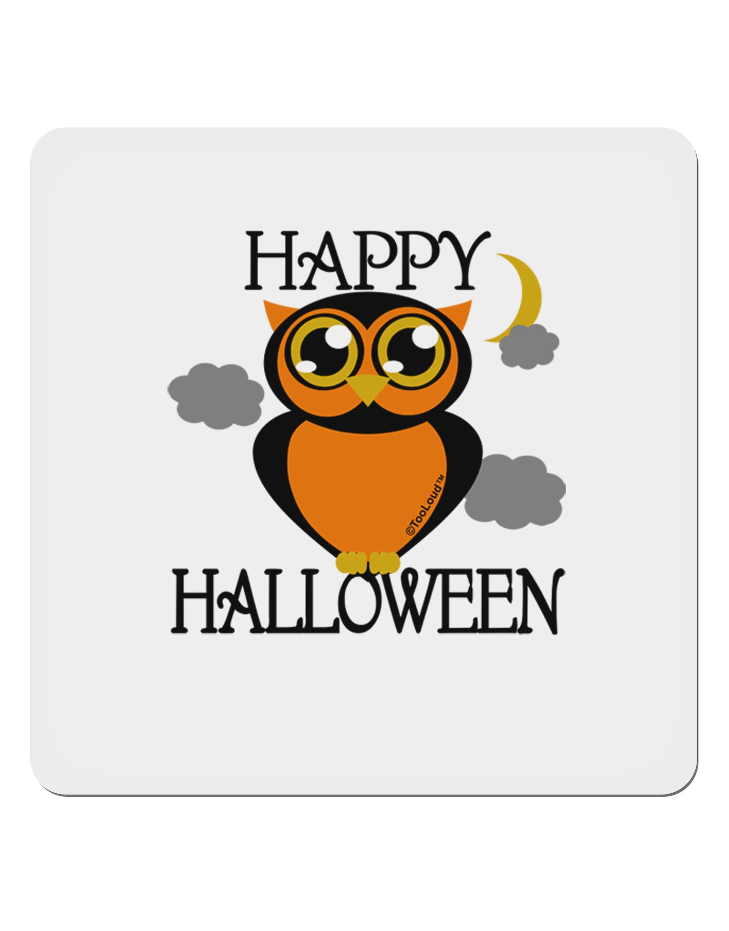 Owl Orange Text 4x4" Square Sticker 4 Pieces-Stickers-TooLoud-White-Davson Sales