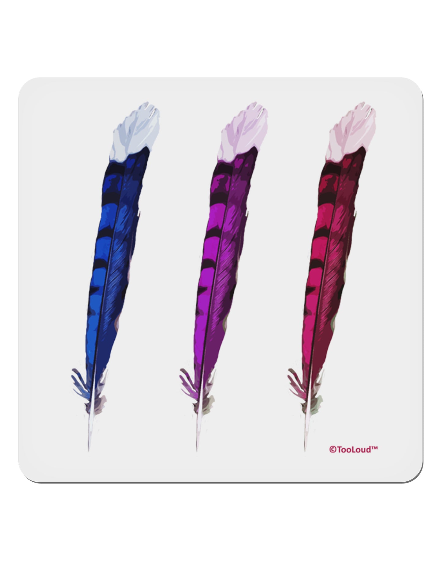 Graphic Feather Design - Feather Trio 4x4" Square Sticker 4 Pieces-Stickers-TooLoud-White-Davson Sales