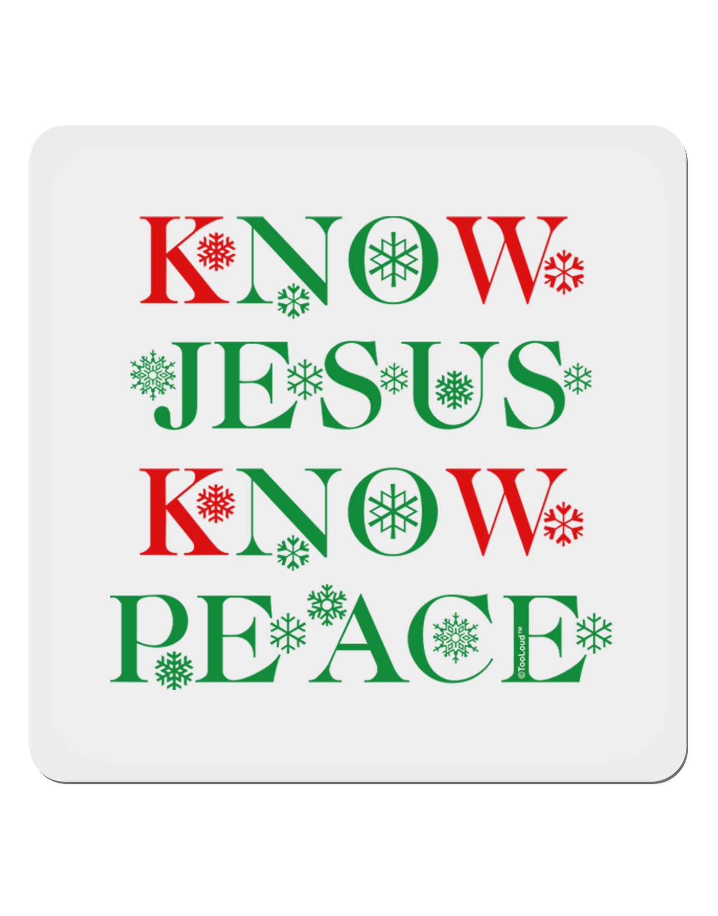 Know Jesus Know Peace Christmas 4x4" Square Sticker 4 Pieces-Stickers-TooLoud-White-Davson Sales
