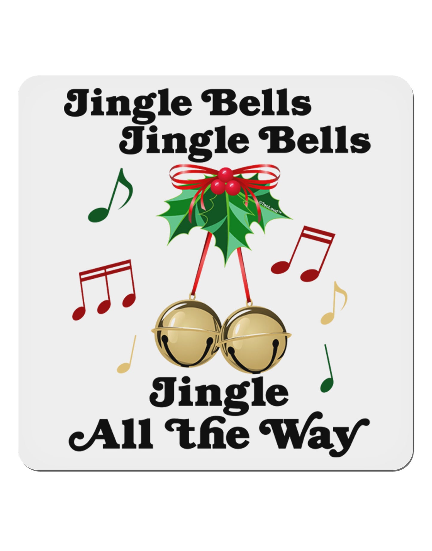 Jingle Bells All the way 4x4" Square Sticker 4 Pieces-Stickers-TooLoud-White-Davson Sales