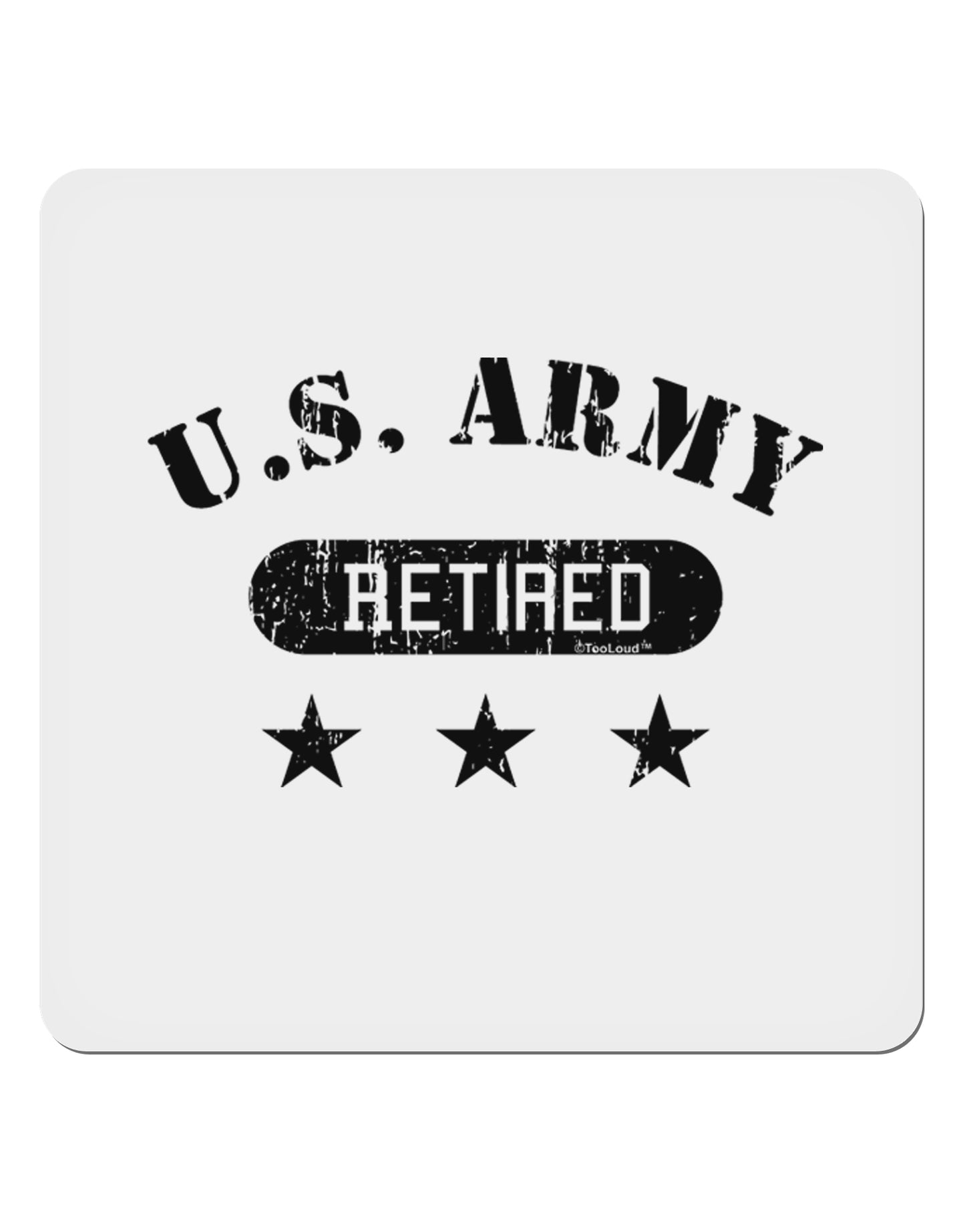 Retired Army 4x4" Square Sticker-Stickers-TooLoud-1-Davson Sales
