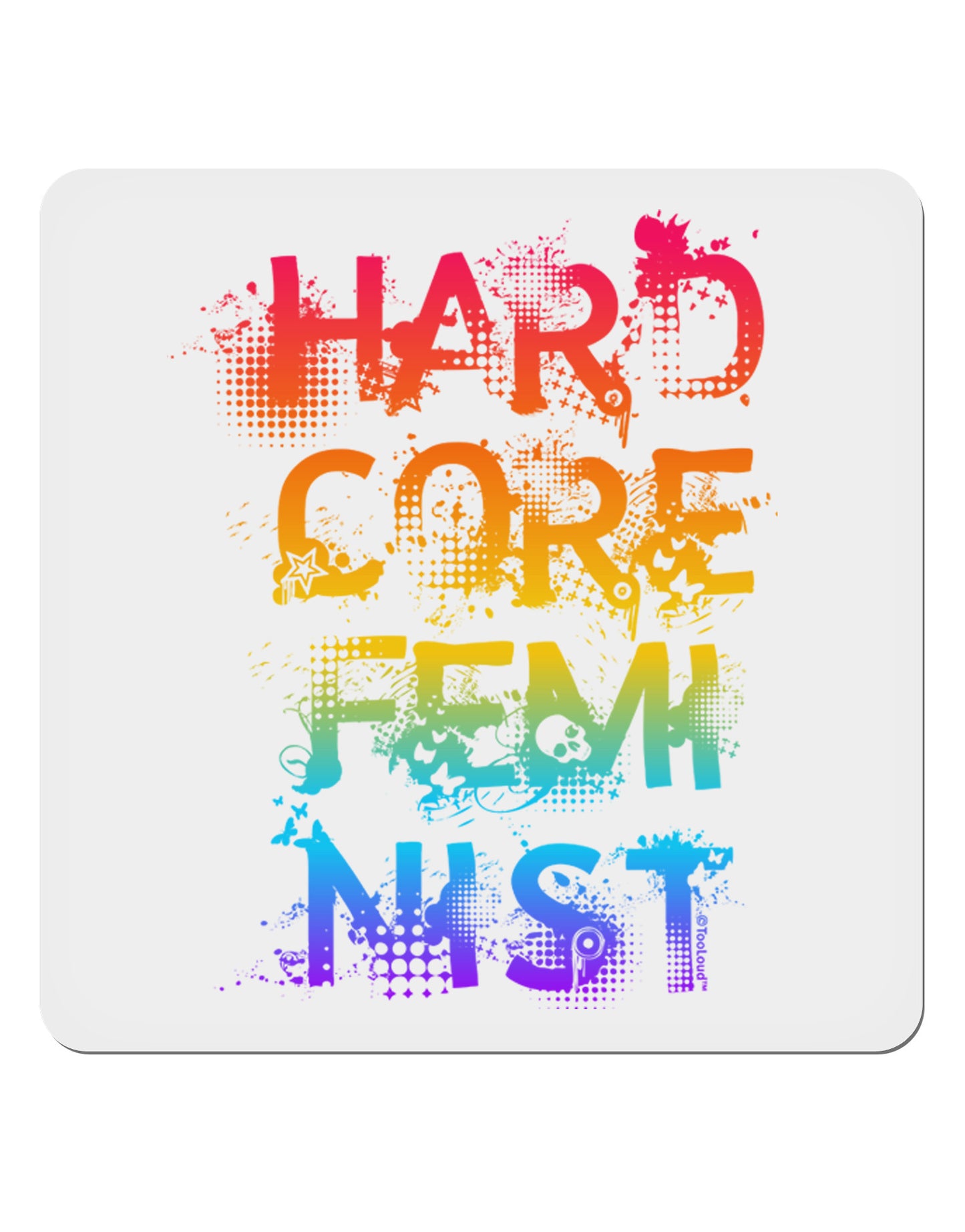 Hardcore Feminist - Rainbow 4x4" Square Sticker 4 Pieces-Stickers-TooLoud-White-Davson Sales