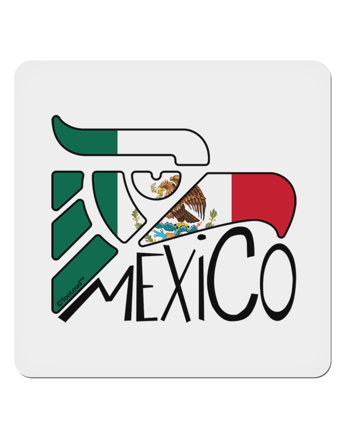 Mexico Eagle Symbol - Mexican Flag - Mexico 4x4" Square Sticker 4 Pieces-Stickers-TooLoud-White-Davson Sales