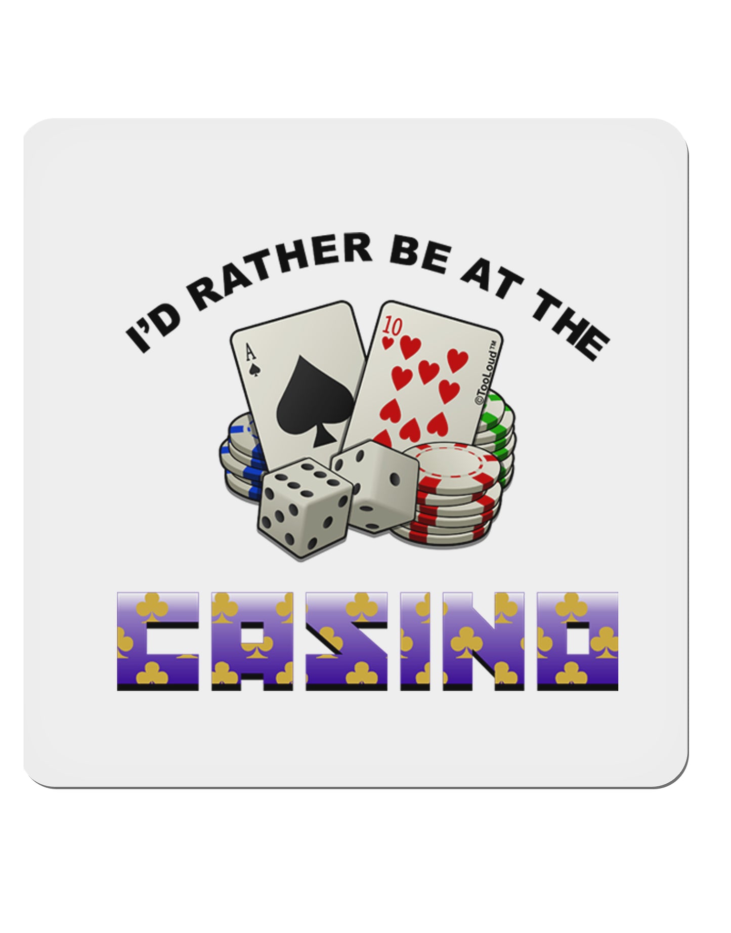I'd Rather Be At The Casino Funny 4x4" Square Sticker-Stickers-TooLoud-1-Davson Sales