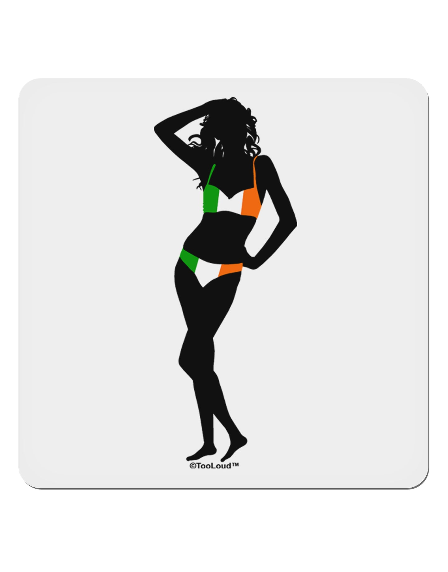 Irish Flag Bikini Shadow 4x4" Square Sticker 4 Pieces-Stickers-TooLoud-White-Davson Sales