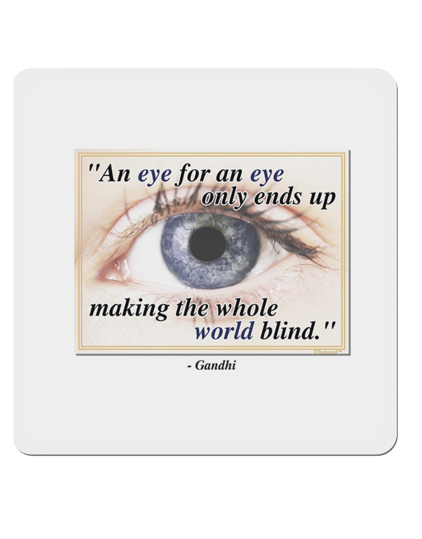 Eye For An Eye Gandhi 4x4" Square Sticker-Stickers-TooLoud-1-Davson Sales