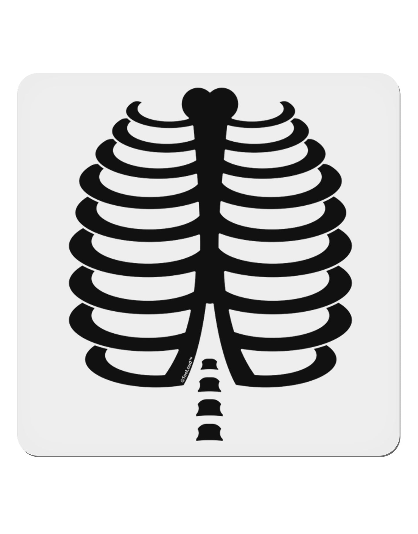 Black Skeleton Ribcage Halloween 4x4" Square Sticker 4 Pieces-Stickers-TooLoud-White-Davson Sales