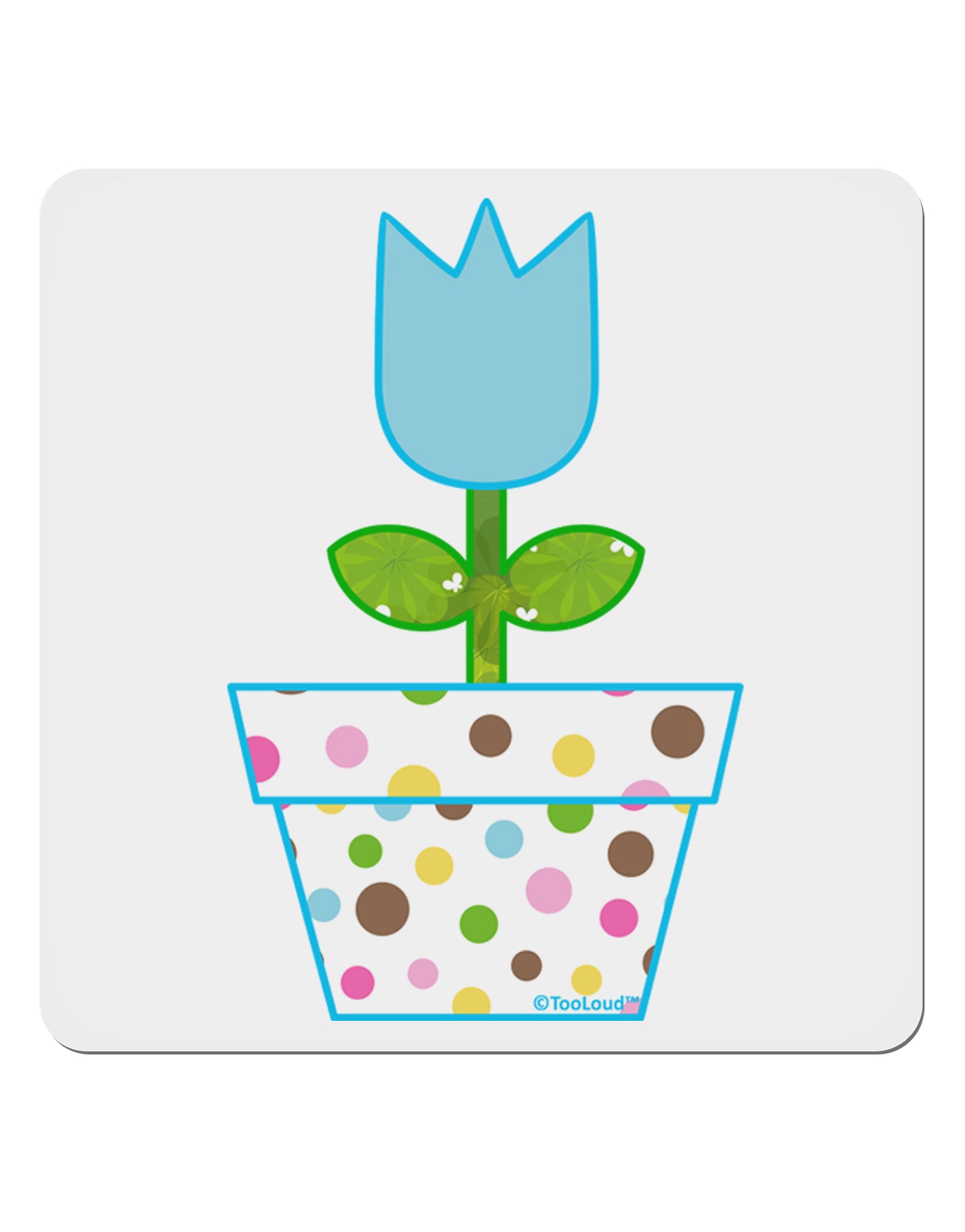 Easter Tulip Design - Blue 4x4" Square Sticker 4 Pieces-Stickers-TooLoud-White-Davson Sales