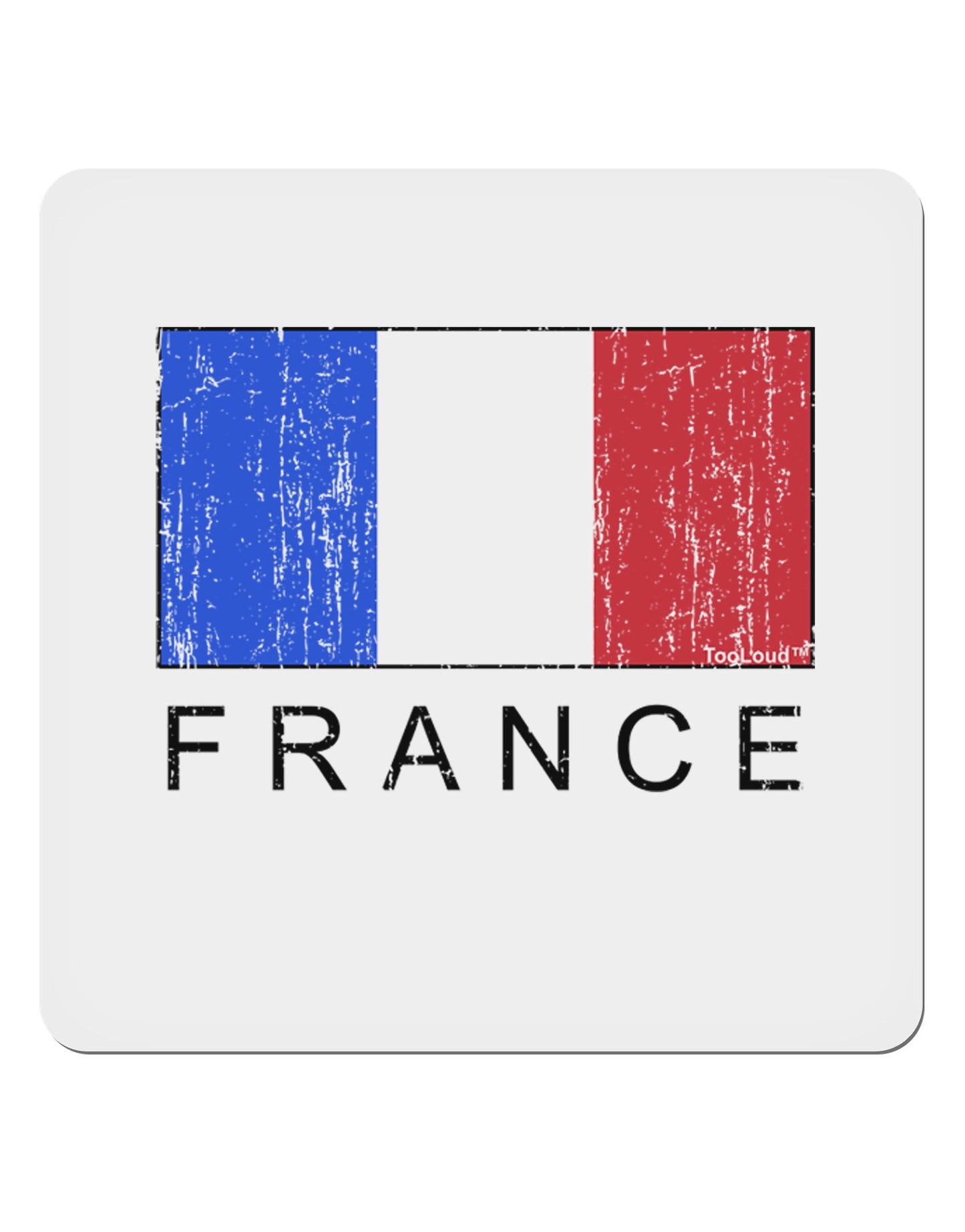French Flag - France Text Distressed 4x4" Square Sticker 4 Pieces-Stickers-TooLoud-White-Davson Sales