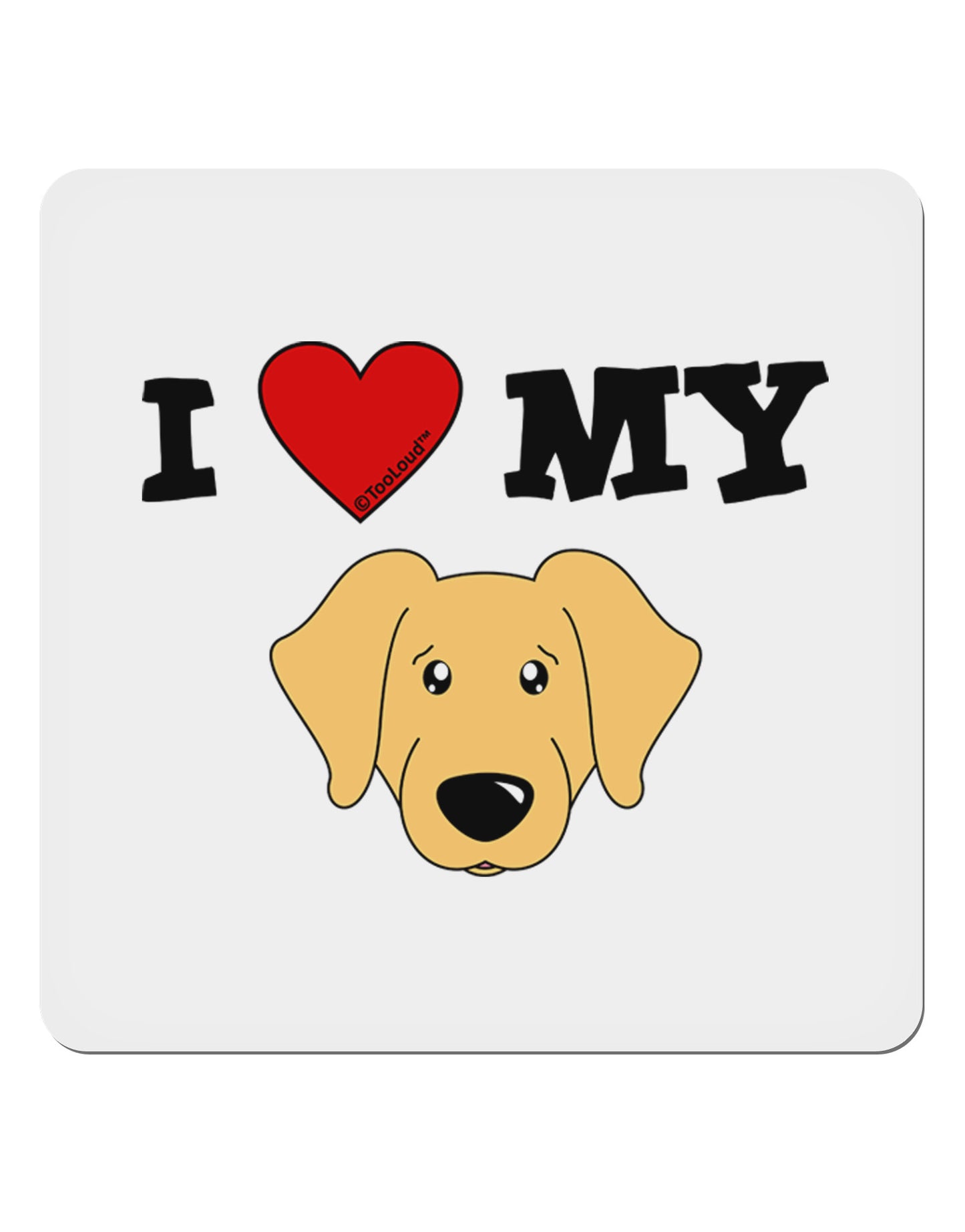 I Heart My - Cute Golden Retriever Dog 4x4" Square Sticker 4 Pieces-Stickers-TooLoud-White-Davson Sales