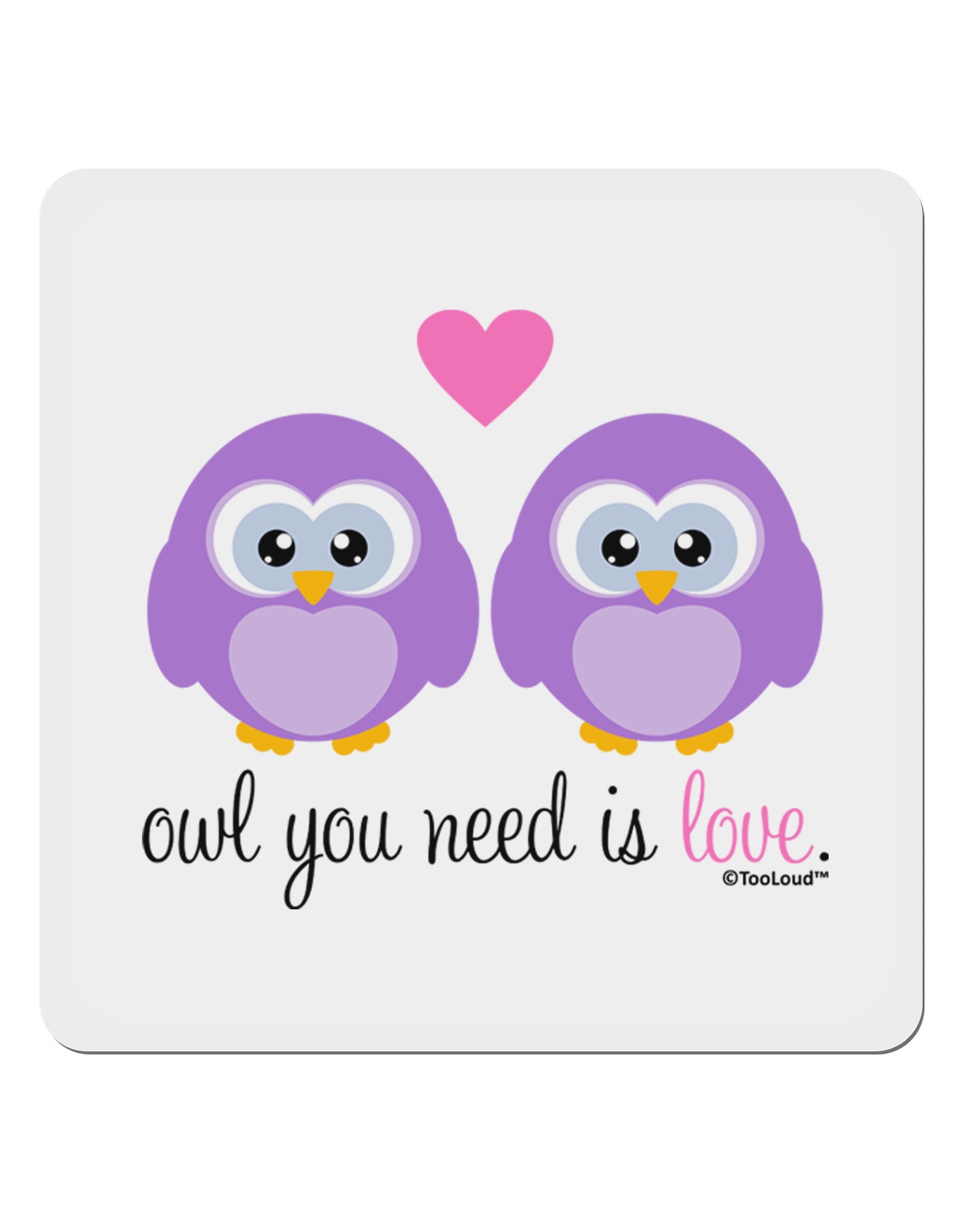 Owl You Need Is Love - Purple Owls 4x4" Square Sticker 4 Pieces-Stickers-TooLoud-White-Davson Sales