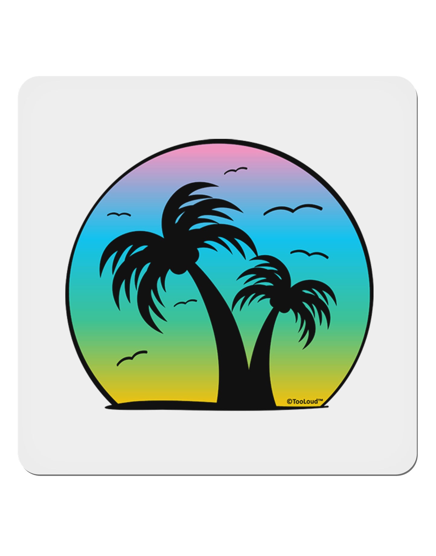 Palm Trees Silhouette - Beach Sunset Design 4x4" Square Sticker 4 Pieces-Stickers-TooLoud-White-Davson Sales