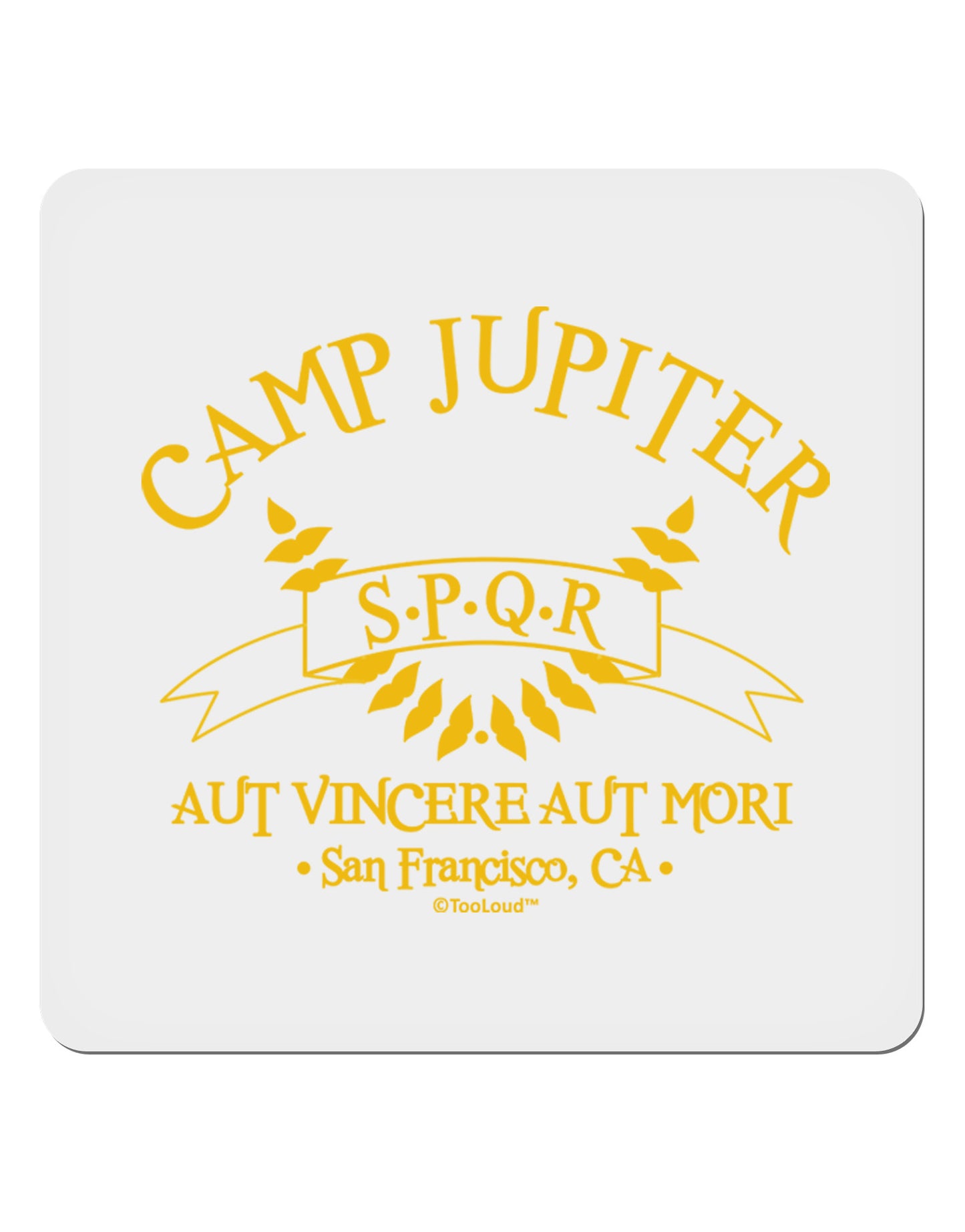 Camp Jupiter - SPQR Banner - Gold 4x4" Square Sticker 4 Pieces-Stickers-TooLoud-White-Davson Sales