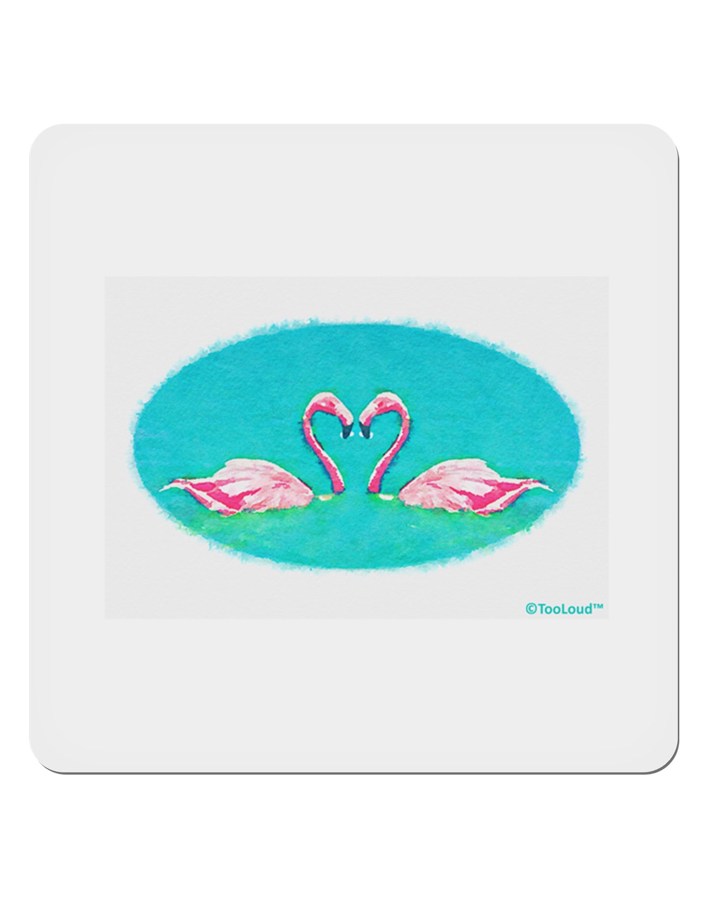 Love Birds - Flamingos Watercolor 4x4" Square Sticker 4 Pieces-Stickers-TooLoud-White-Davson Sales