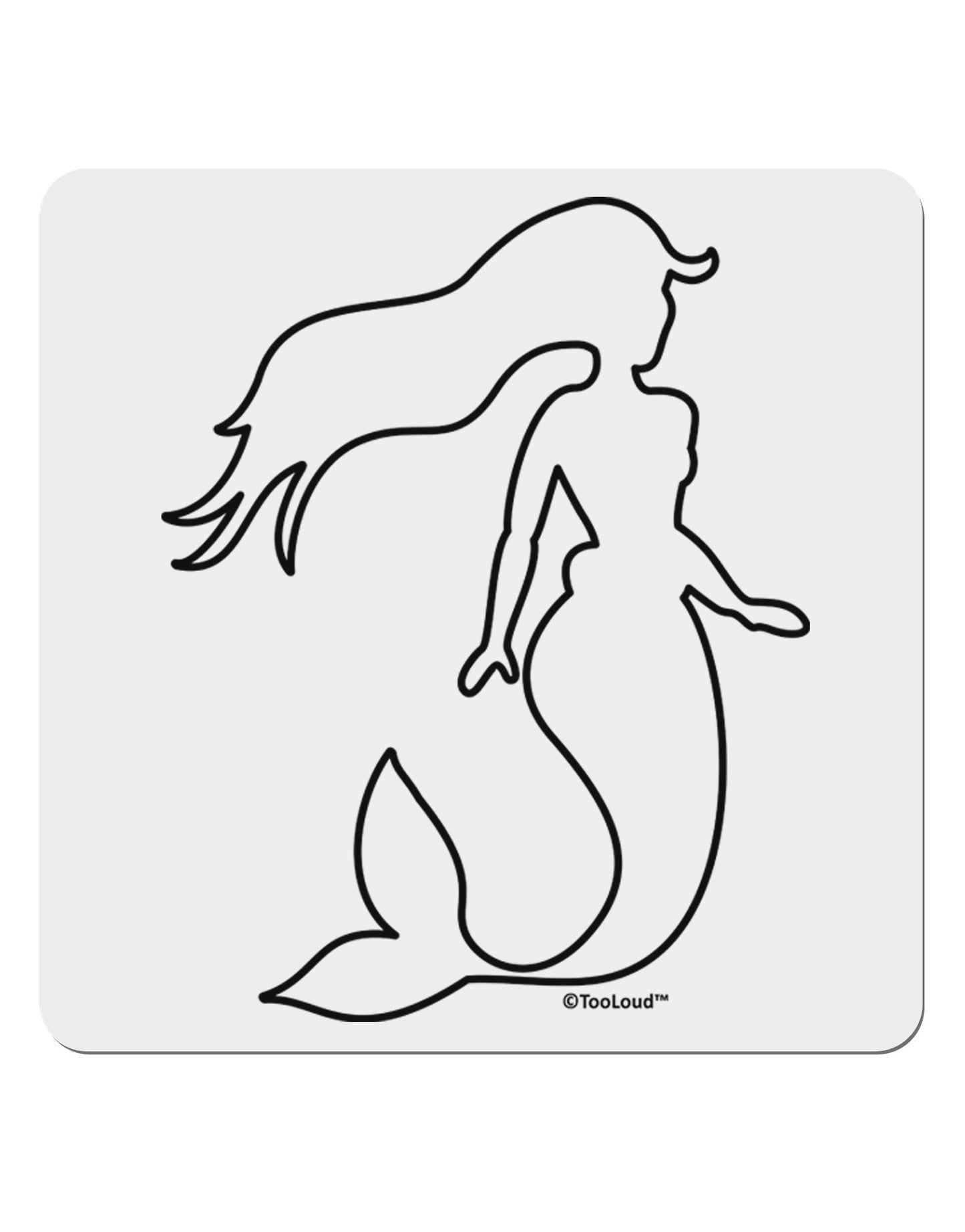 Mermaid Outline 4x4" Square Sticker 4 Pieces-Stickers-TooLoud-White-Davson Sales