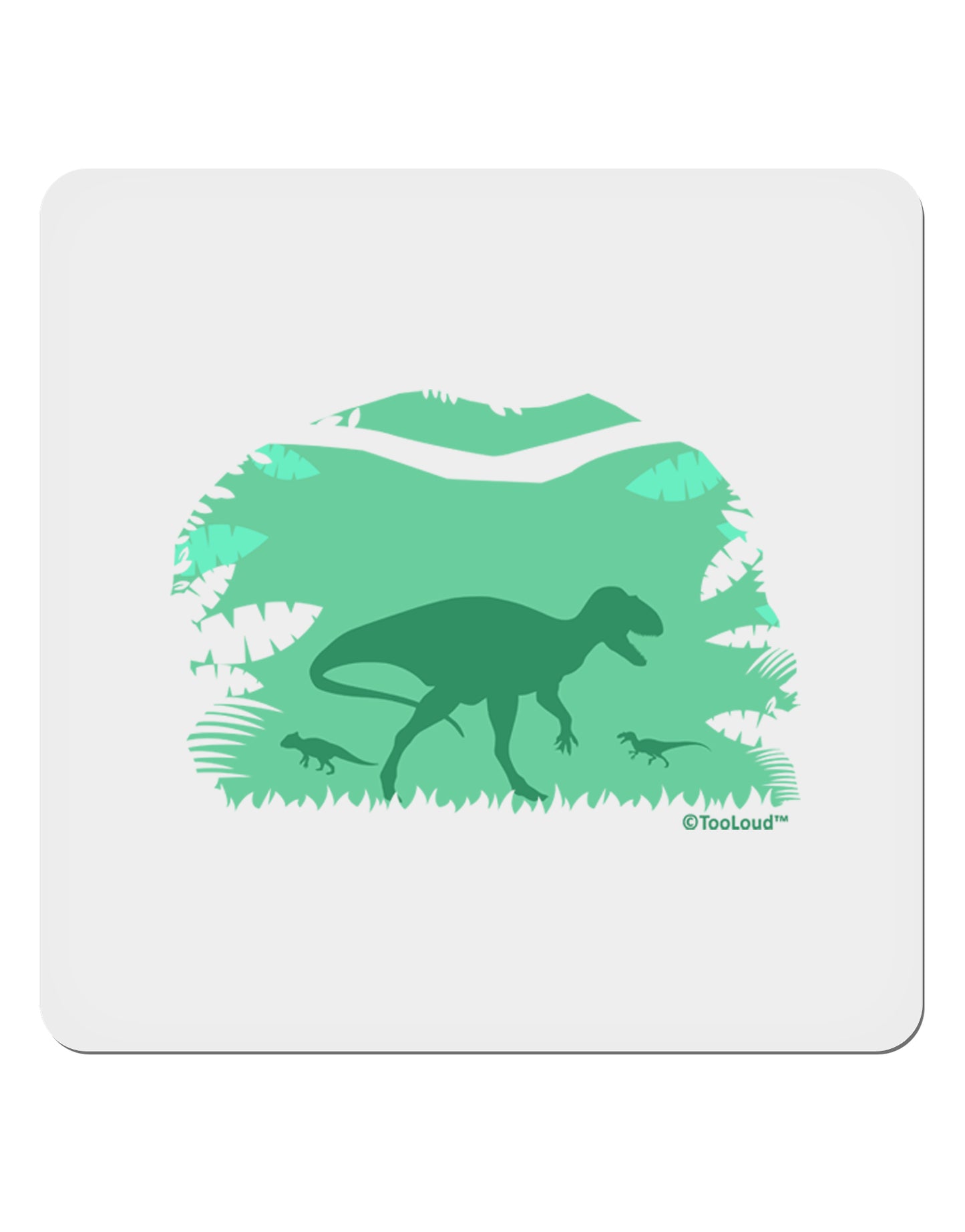 Dinosaur Silhouettes - Jungle 4x4" Square Sticker 4 Pieces-Stickers-TooLoud-White-Davson Sales