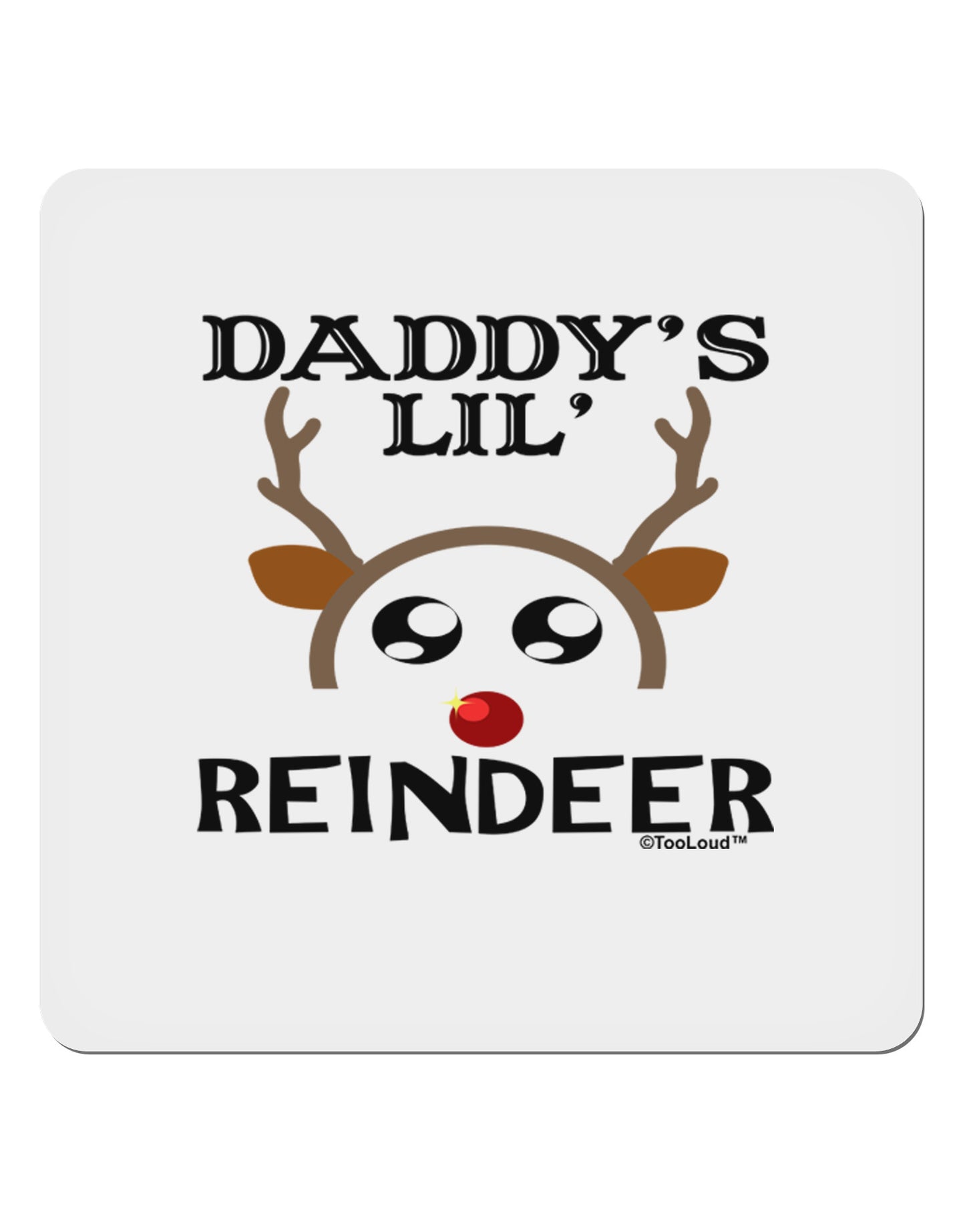 Daddy's Lil Reindeer Boy 4x4" Square Sticker-Stickers-TooLoud-1-Davson Sales