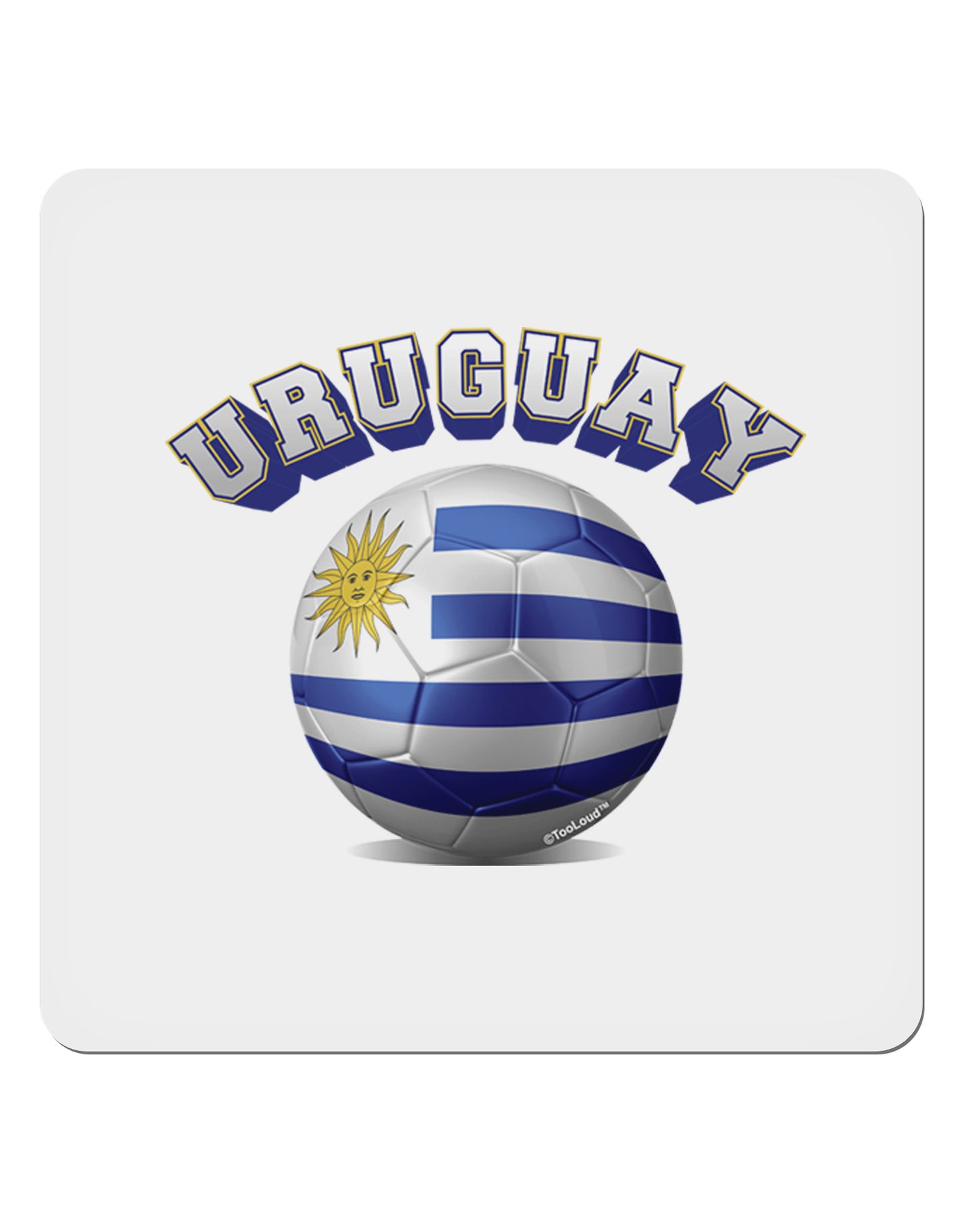 Soccer Ball Flag - Uruguay 4x4" Square Sticker-Stickers-TooLoud-1-Davson Sales