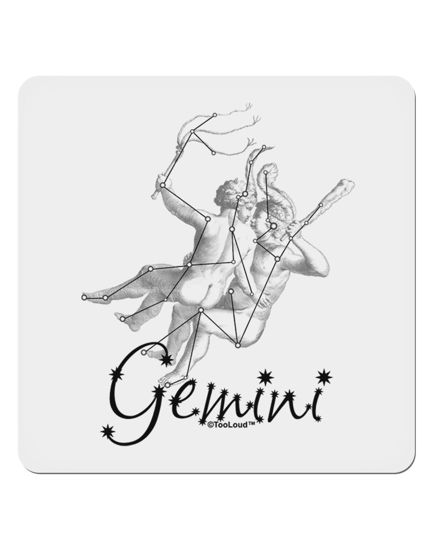 Gemini Constellation 4x4" Square Sticker 4 Pieces-Stickers-TooLoud-White-Davson Sales