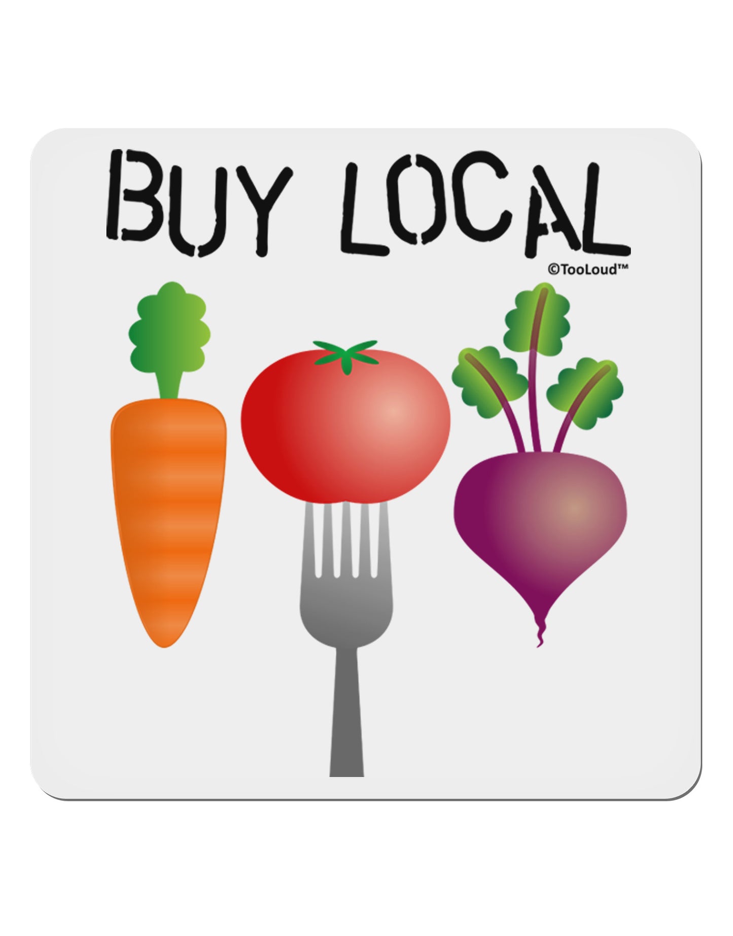 Buy Local - Vegetables Design 4x4" Square Sticker 4 Pieces-Stickers-TooLoud-White-Davson Sales