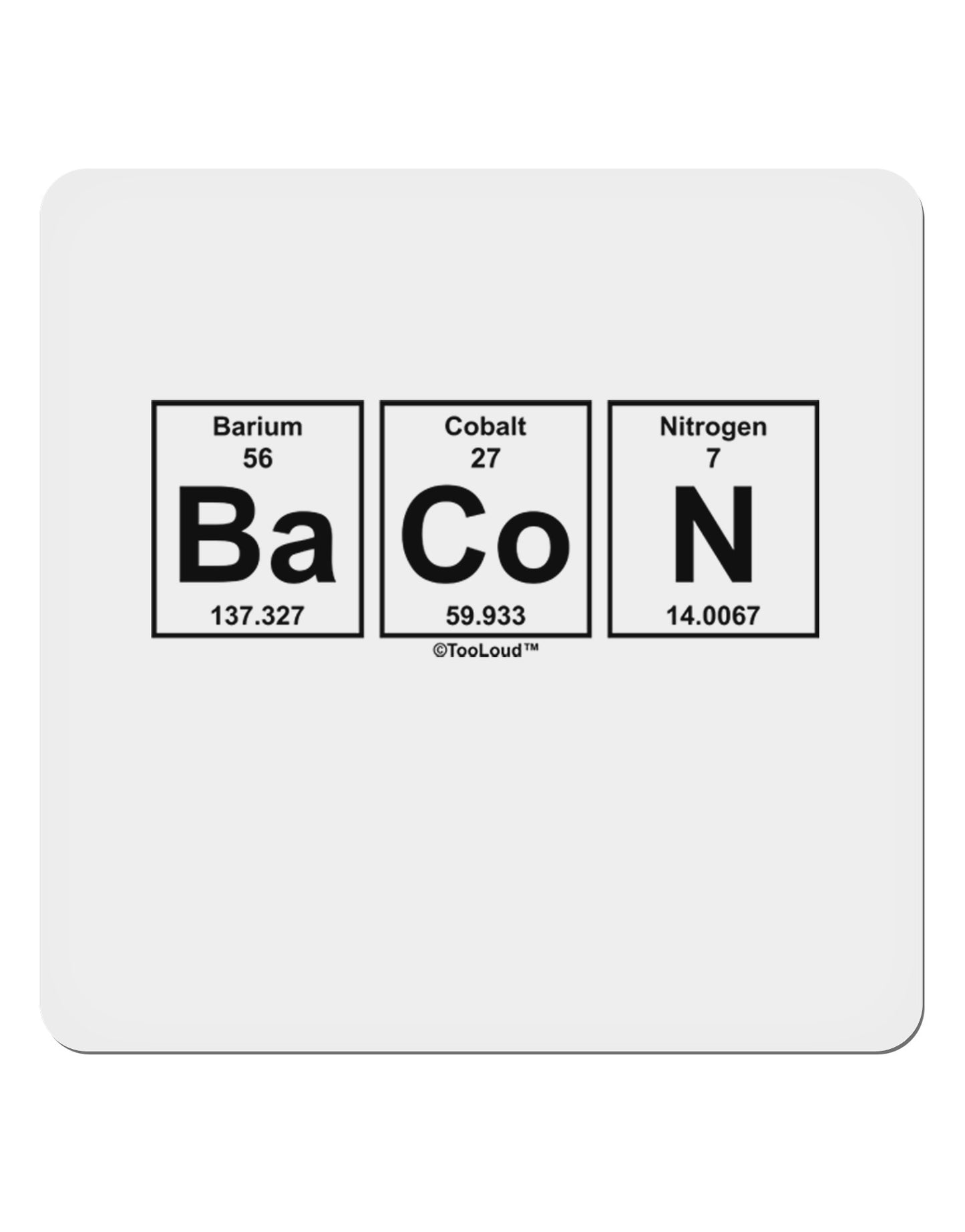 Bacon Periodic Table of Elements 4x4" Square Sticker 4 Pieces-Stickers-TooLoud-White-Davson Sales