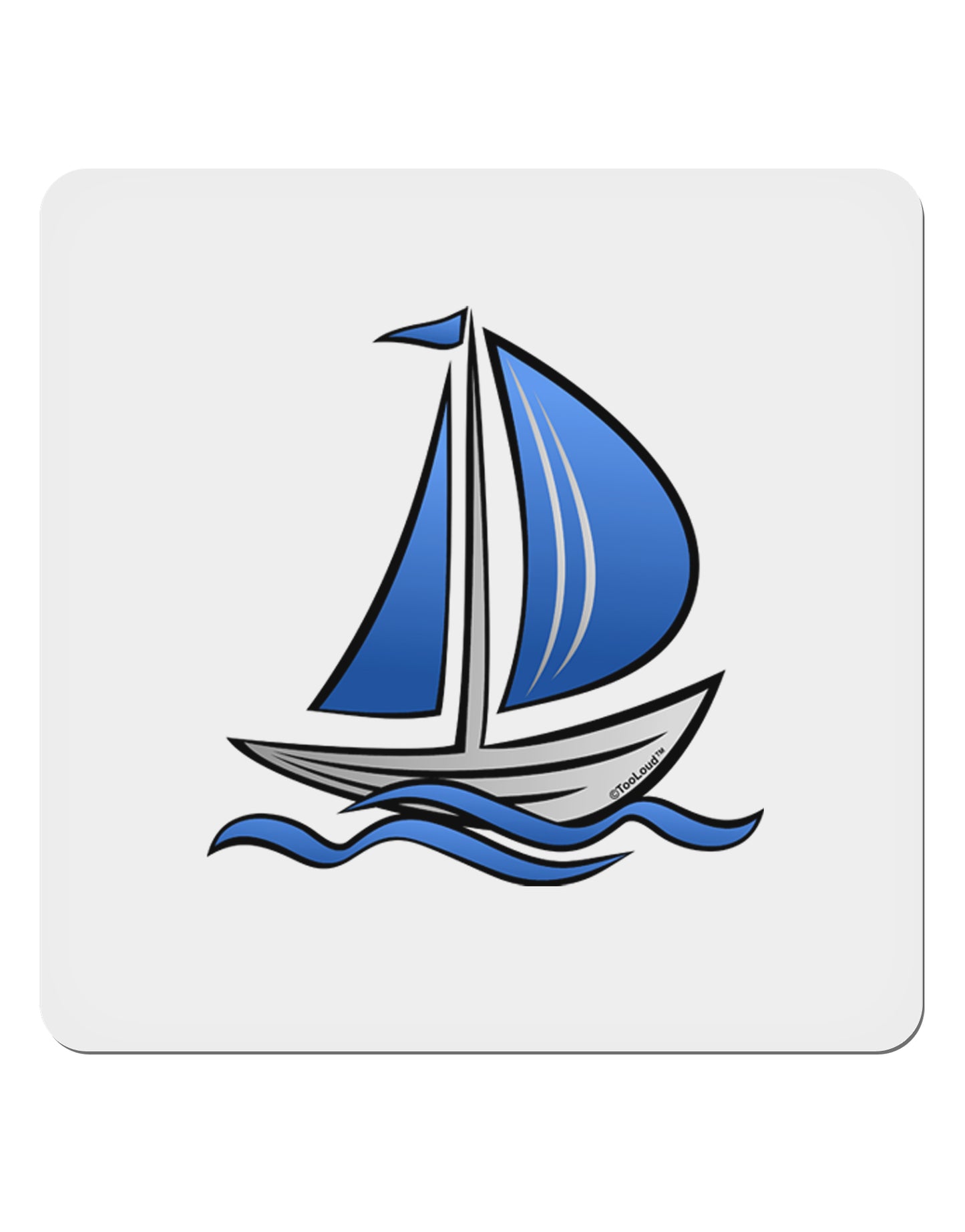 Blue Sailboat 4x4" Square Sticker-Stickers-TooLoud-1-Davson Sales
