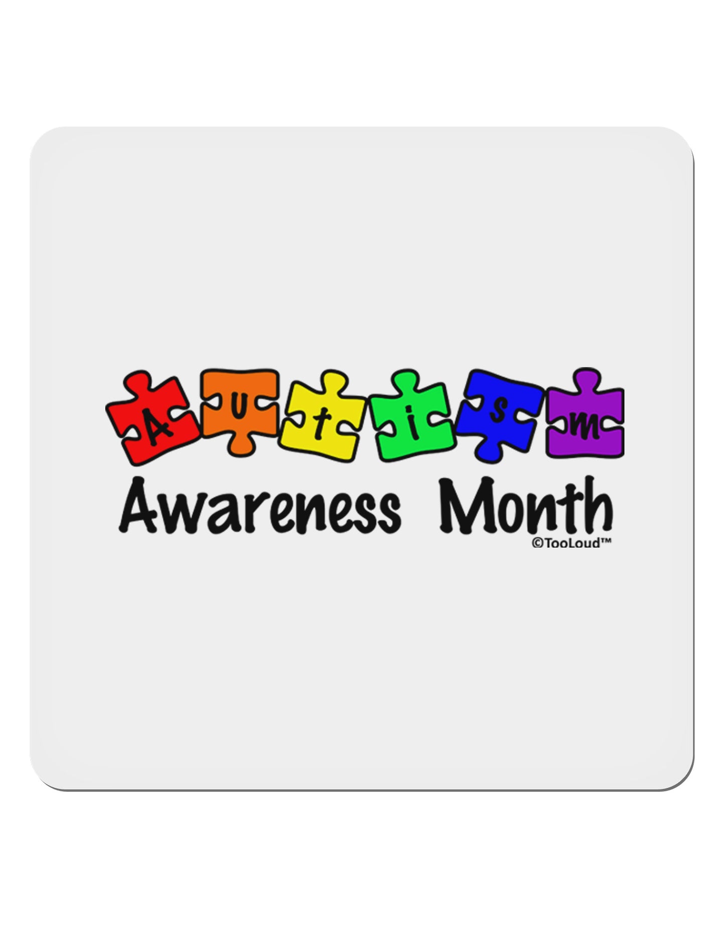 Autism Awareness Month - Colorful Puzzle Pieces 4x4" Square Sticker 4 Pieces-Stickers-TooLoud-White-Davson Sales