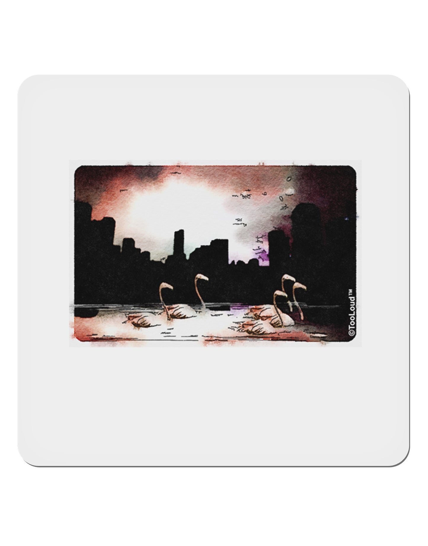 Nighttime Flamingos 4x4" Square Sticker 4 Pieces-Stickers-TooLoud-White-Davson Sales