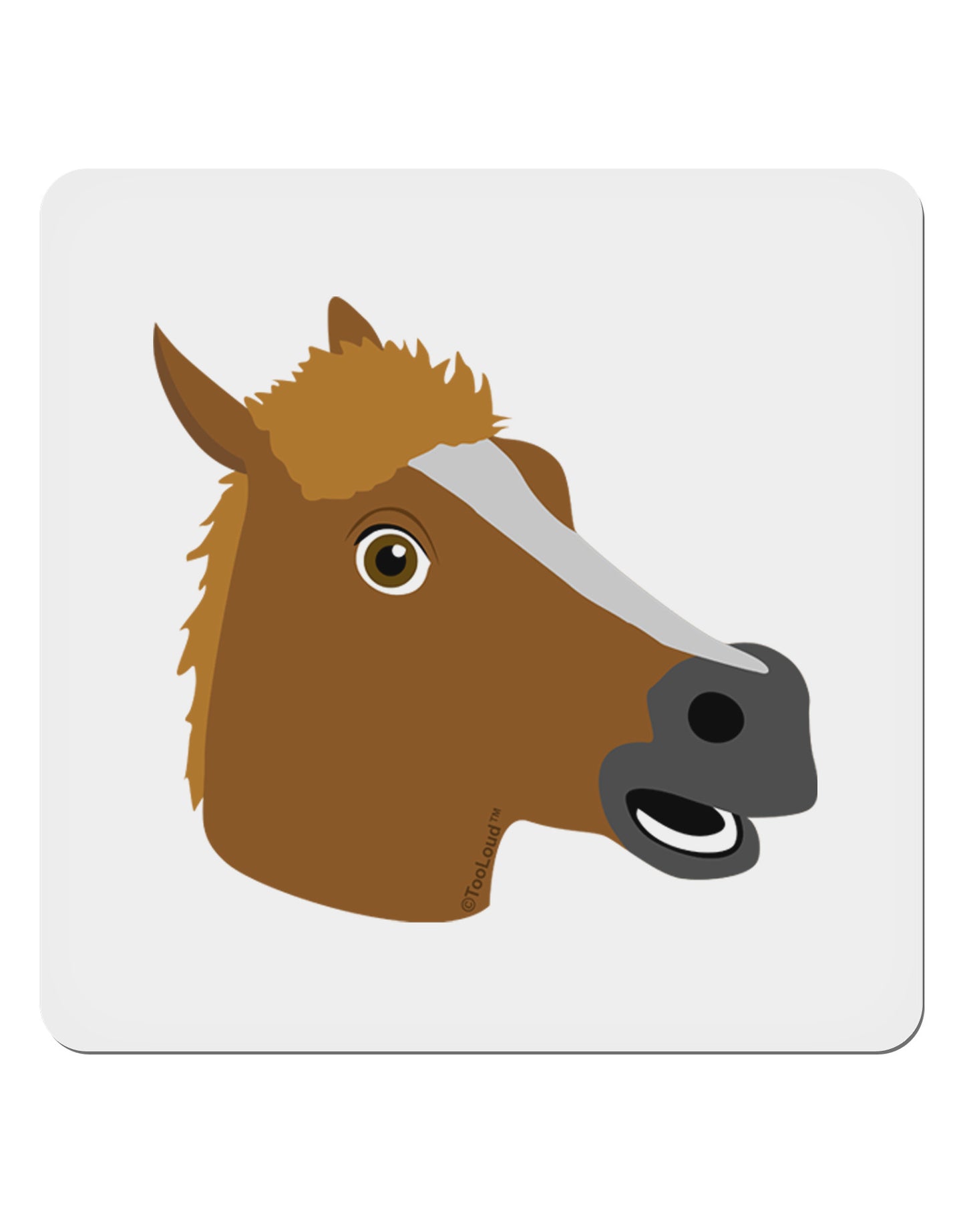 Silly Cartoon Horse Head 4x4" Square Sticker 4 Pieces-Stickers-TooLoud-White-Davson Sales