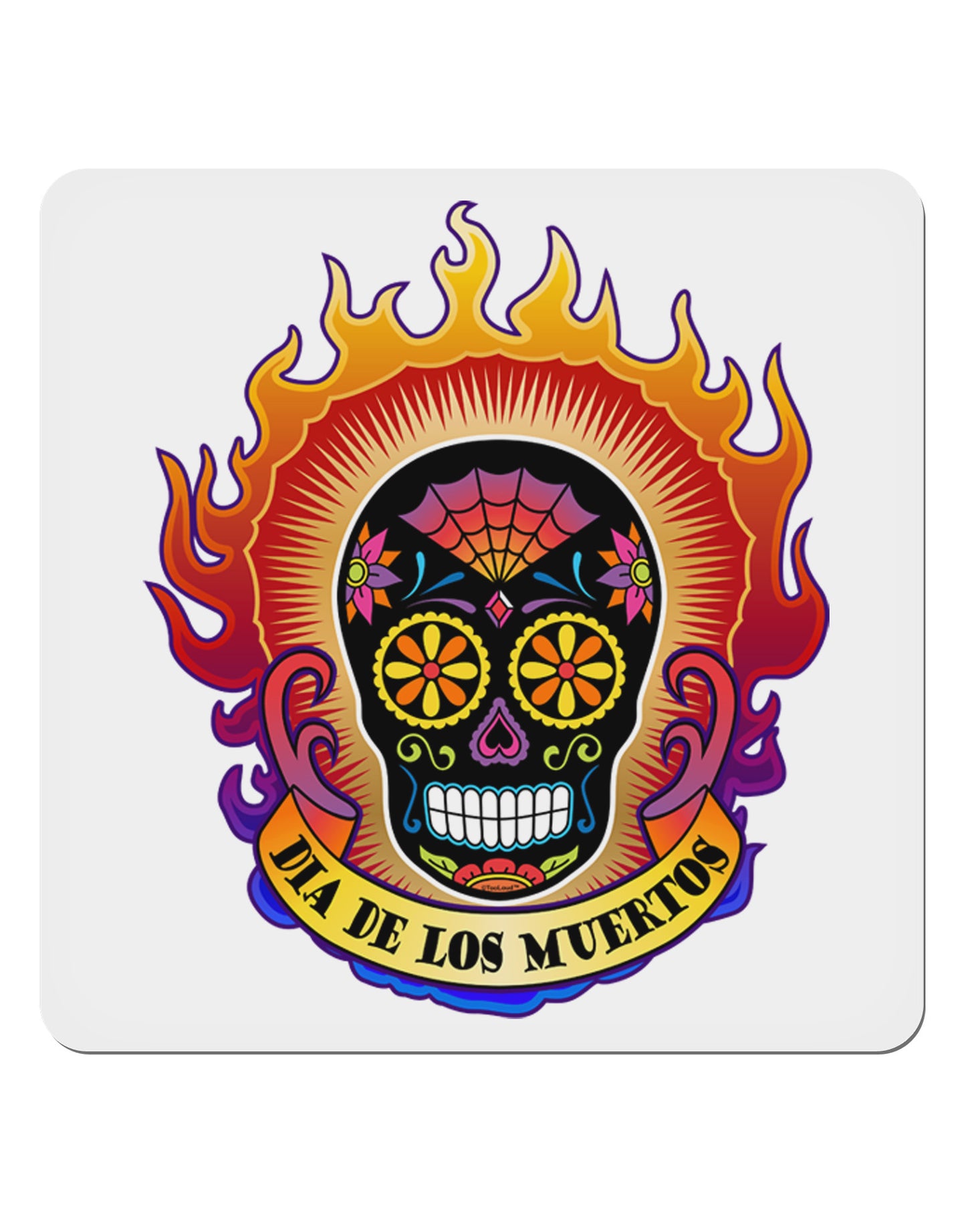 Dia de los Muertos Sacred Calavera Day of the Dead 4x4" Square Sticker 4 Pieces-Stickers-TooLoud-White-Davson Sales