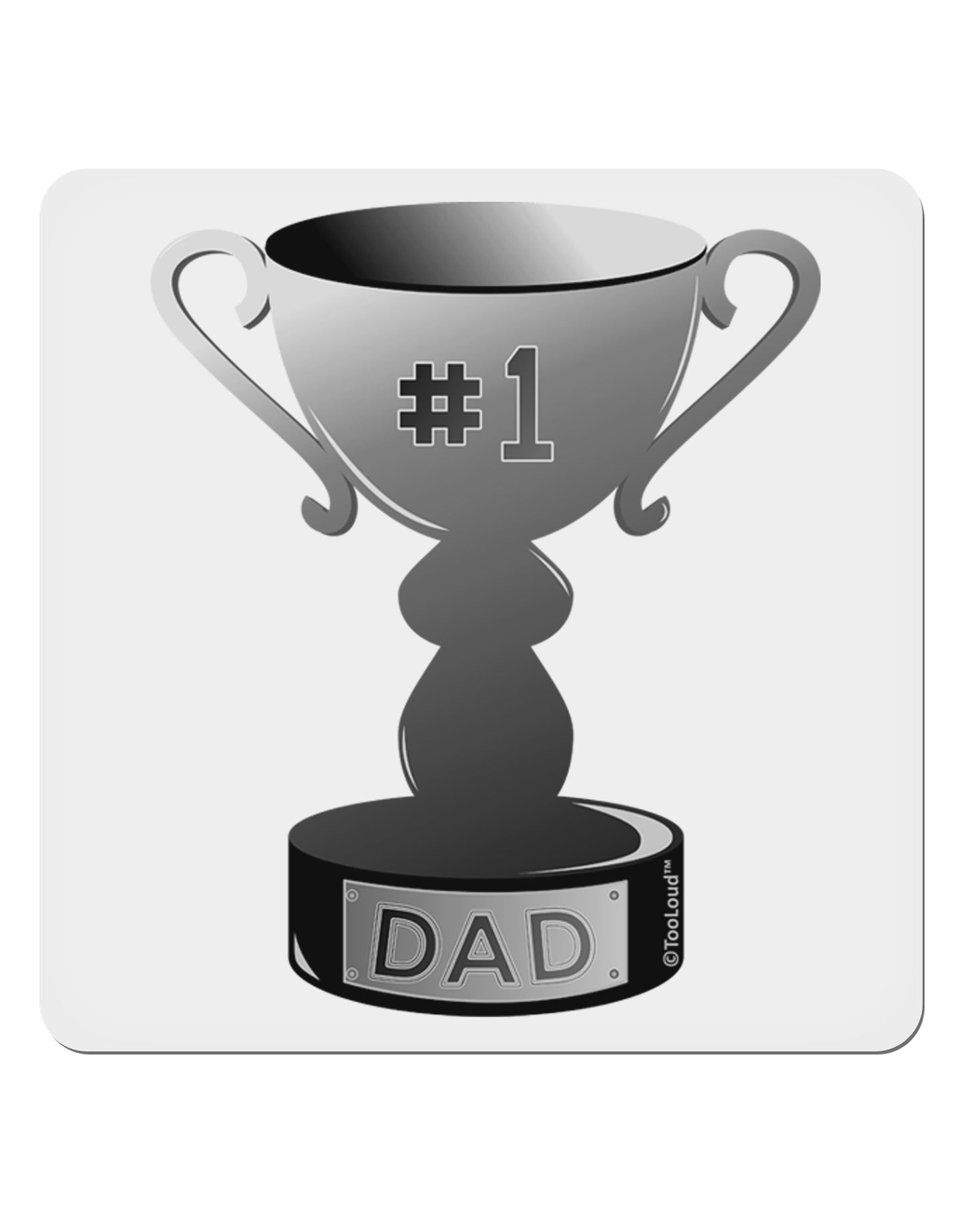 Number One Dad Trophy - Grayscale 4x4" Square Sticker 4 Pieces-Stickers-TooLoud-White-Davson Sales
