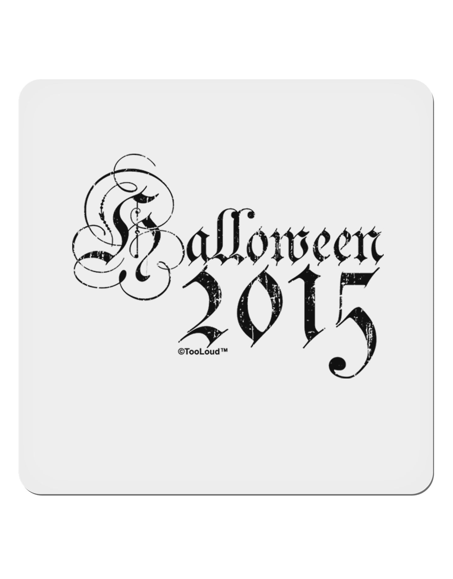Halloween Current Year Script Distressed 4x4" Square Sticker 4 Pieces-Stickers-TooLoud-White-Davson Sales