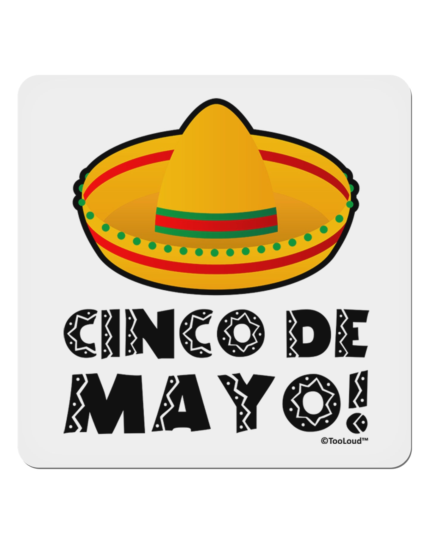 Sombrero Design - Cinco de Mayo 4x4" Square Sticker 4 Pieces-Stickers-TooLoud-White-Davson Sales