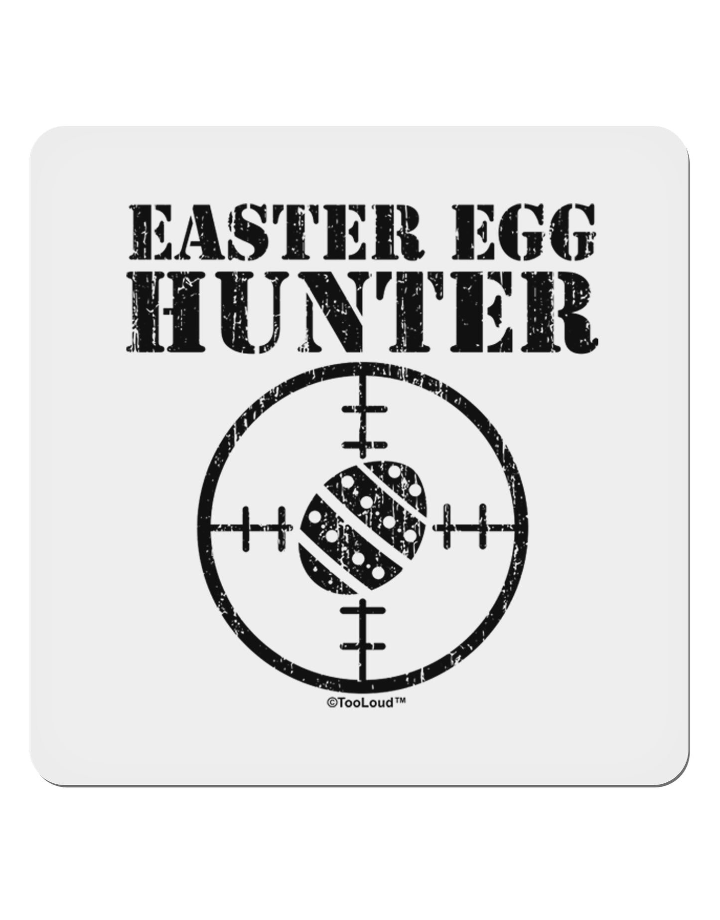 Easter Egg Hunter Distressed 4x4" Square Sticker 4 Pieces-Stickers-TooLoud-White-Davson Sales